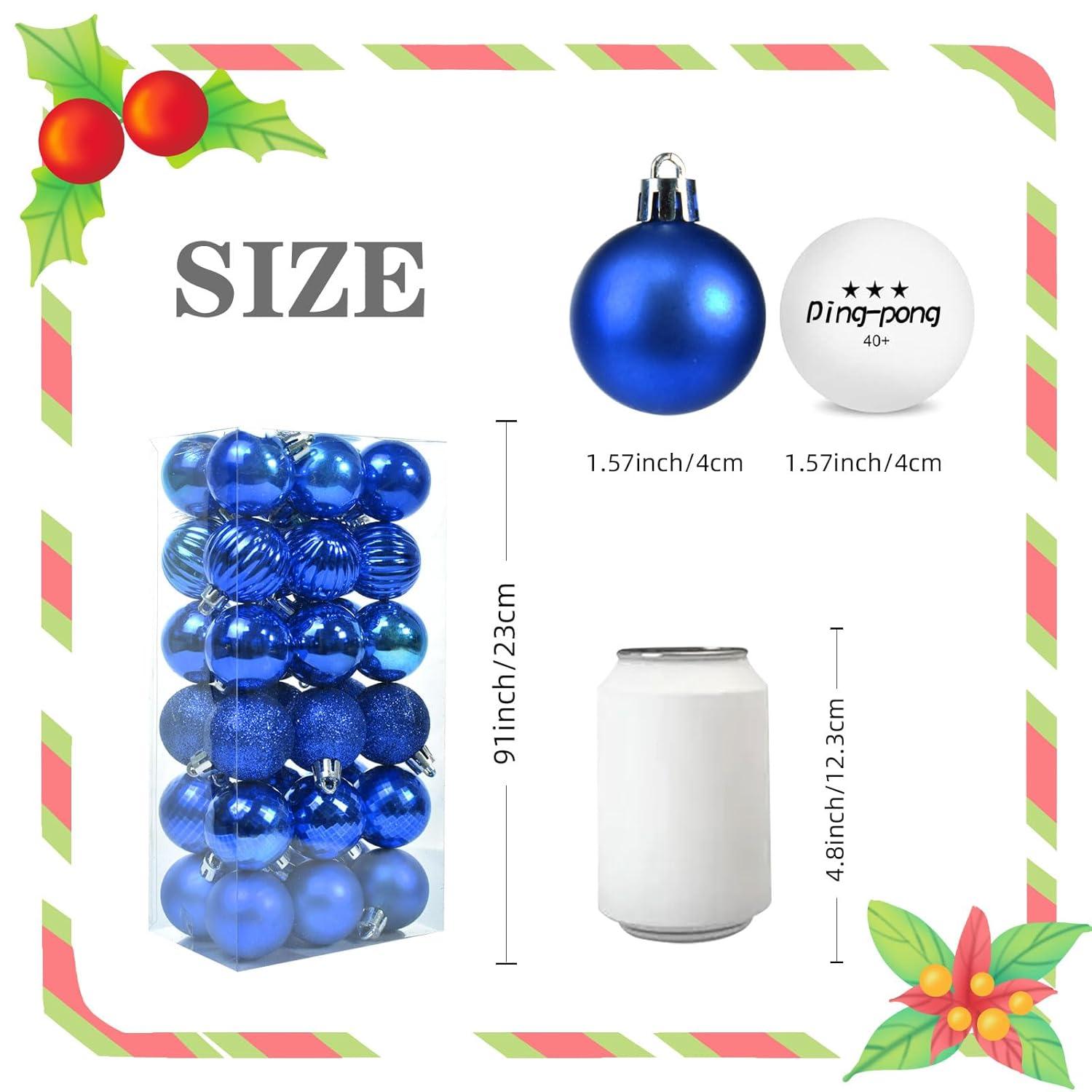 Hxoliqit,36Pcs Christmas Ornaments For Xmas Tree Plastic Mini Shatterproof Hanging Kit Wedding Party,Blue,Wreaths For Front Door