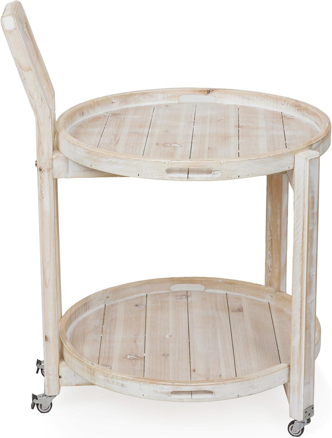 Alpine Corporation MBB172 Wood 2-Tier Rolling Storage Cart for Books, Plants, Decor, Rustic Storage Push Cart with 2 Shelves