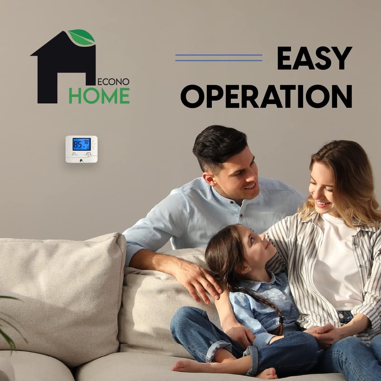 EconoHome ME EH Thermostat EH701 Square White Digital Screen Thermostat