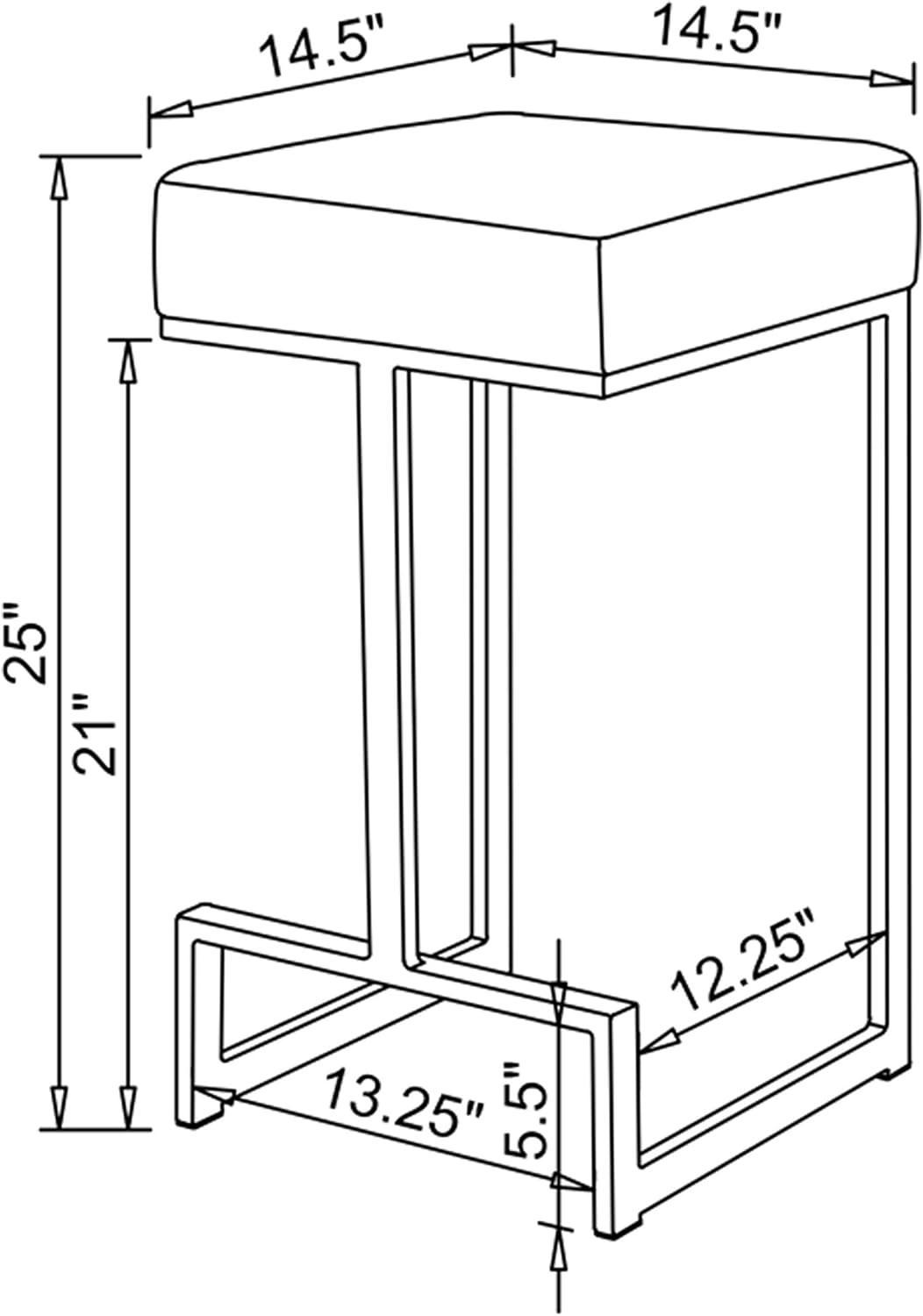 Upholstered Counter Stool with Metal Frame