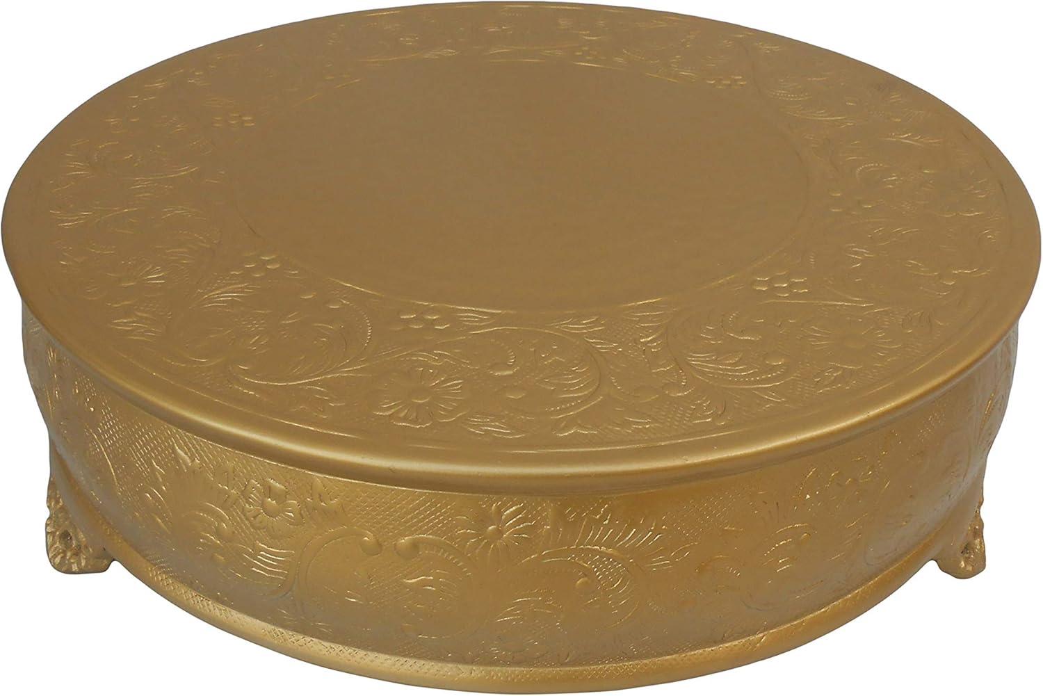 Efavormart 18 inch Gold Round Embossed Metal Cake Plateau Stand Riser Wedding Birthday Party Dessert Cake Pedestal Display Plate