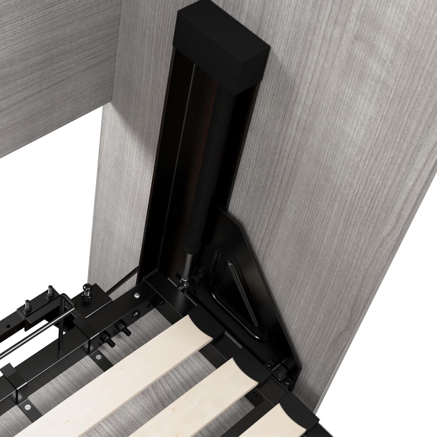 Platinum Gray Full Murphy Bed with Wood Frame and Closet Organizer