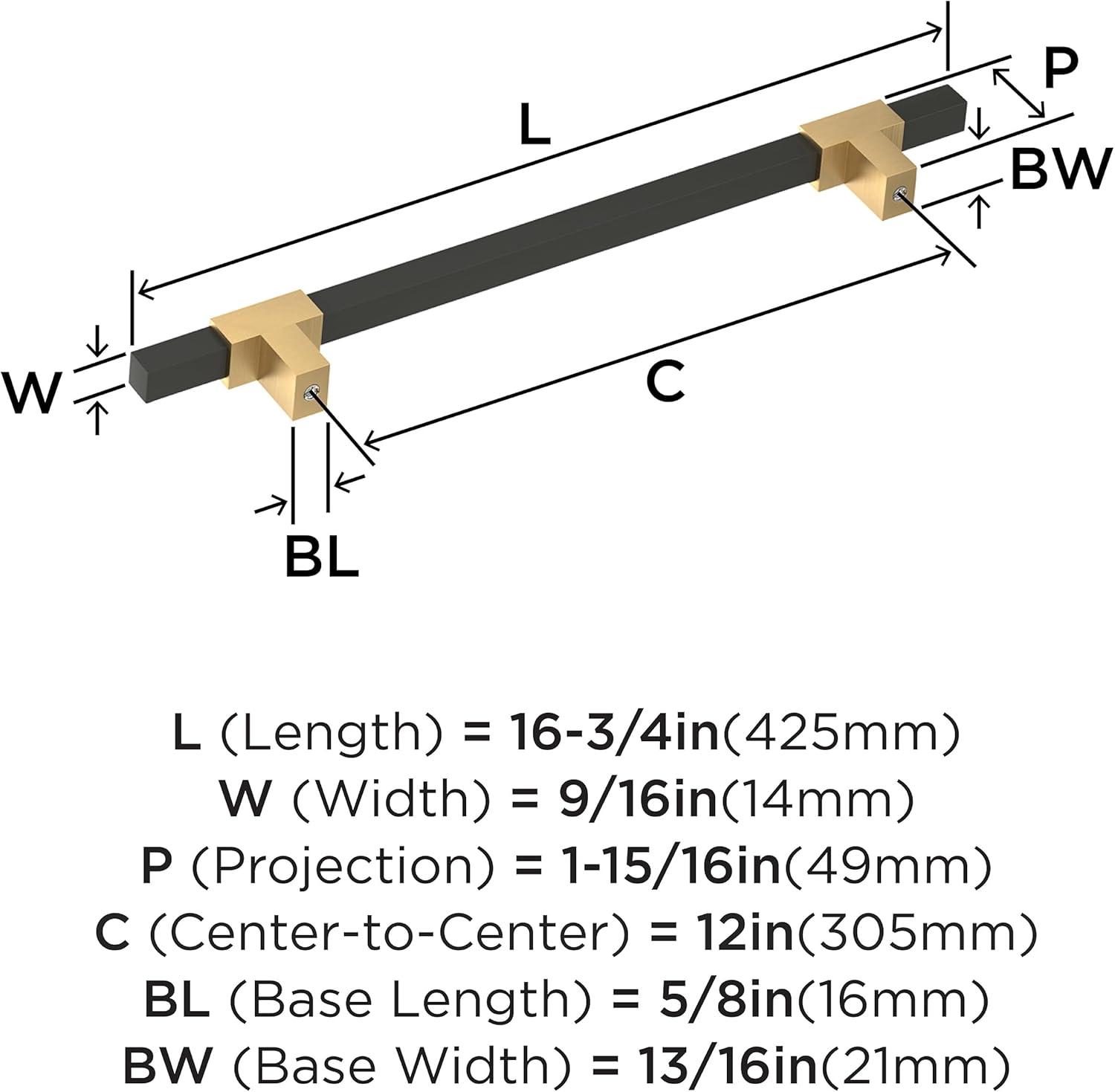 12-Inch Champagne Bronze and Matte Black Appliance Pull