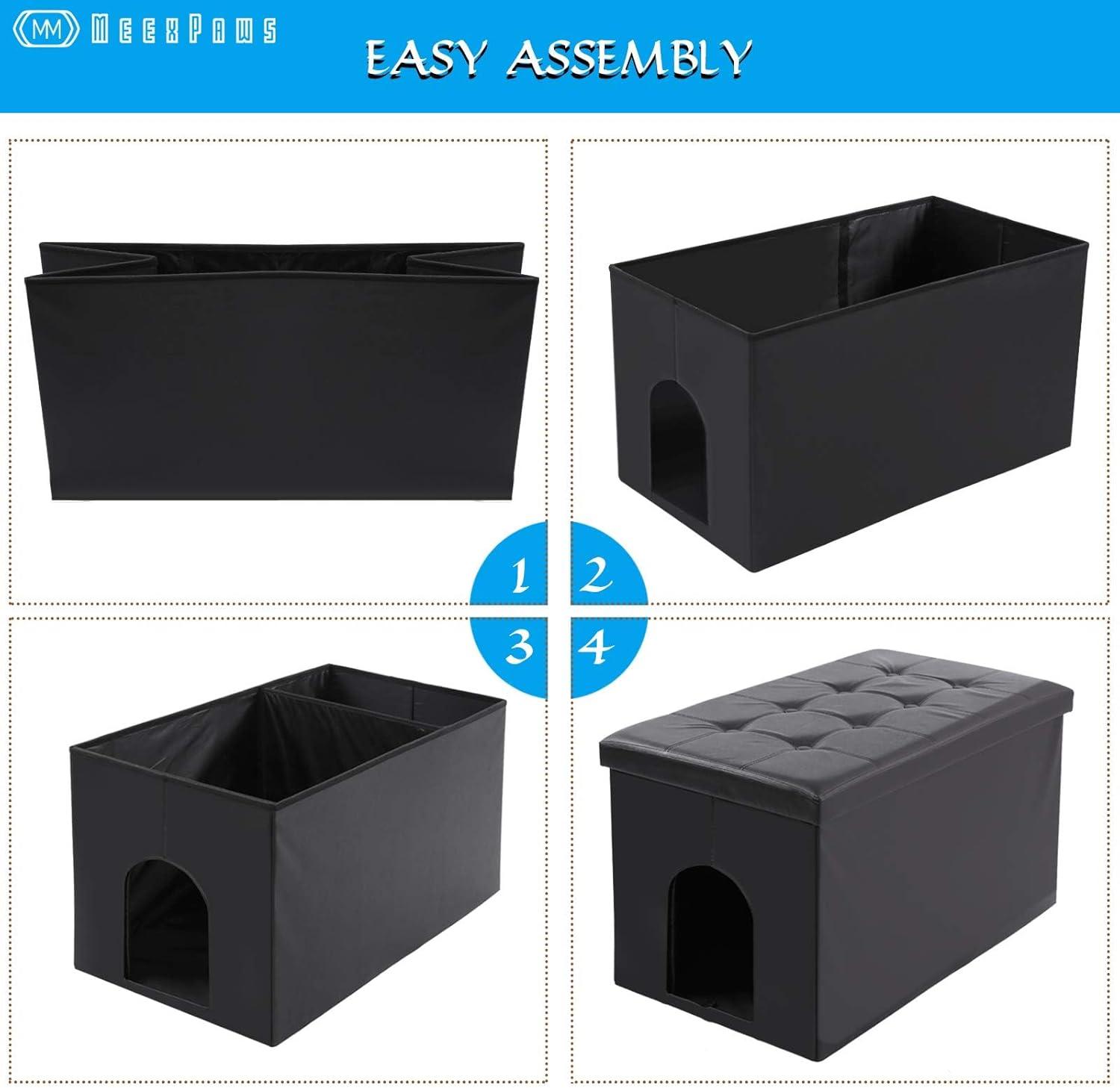 MEEXPAWS Cat Litter Box Enclosure Furniture Hidden, Cat Washroom Bench Storage Cabinet Small 19.7'' x 19.7'' x 19.7''| Dog Proof | Waterproof Inside | Easy Clean | Easy Assembly | Odor Control(Grey)