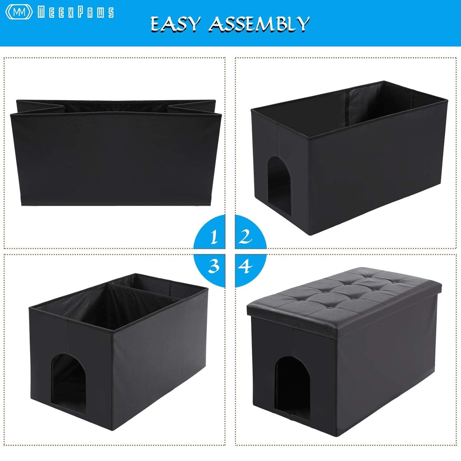 MEEXPAWS Cat Litter Box Enclosure Furniture Hidden, Cat Washroom Bench Storage Cabinet Small 19.7'' x 19.7'' x 19.7''| Dog Proof | Waterproof Inside | Easy Clean | Easy Assembly | Odor Control(Grey)