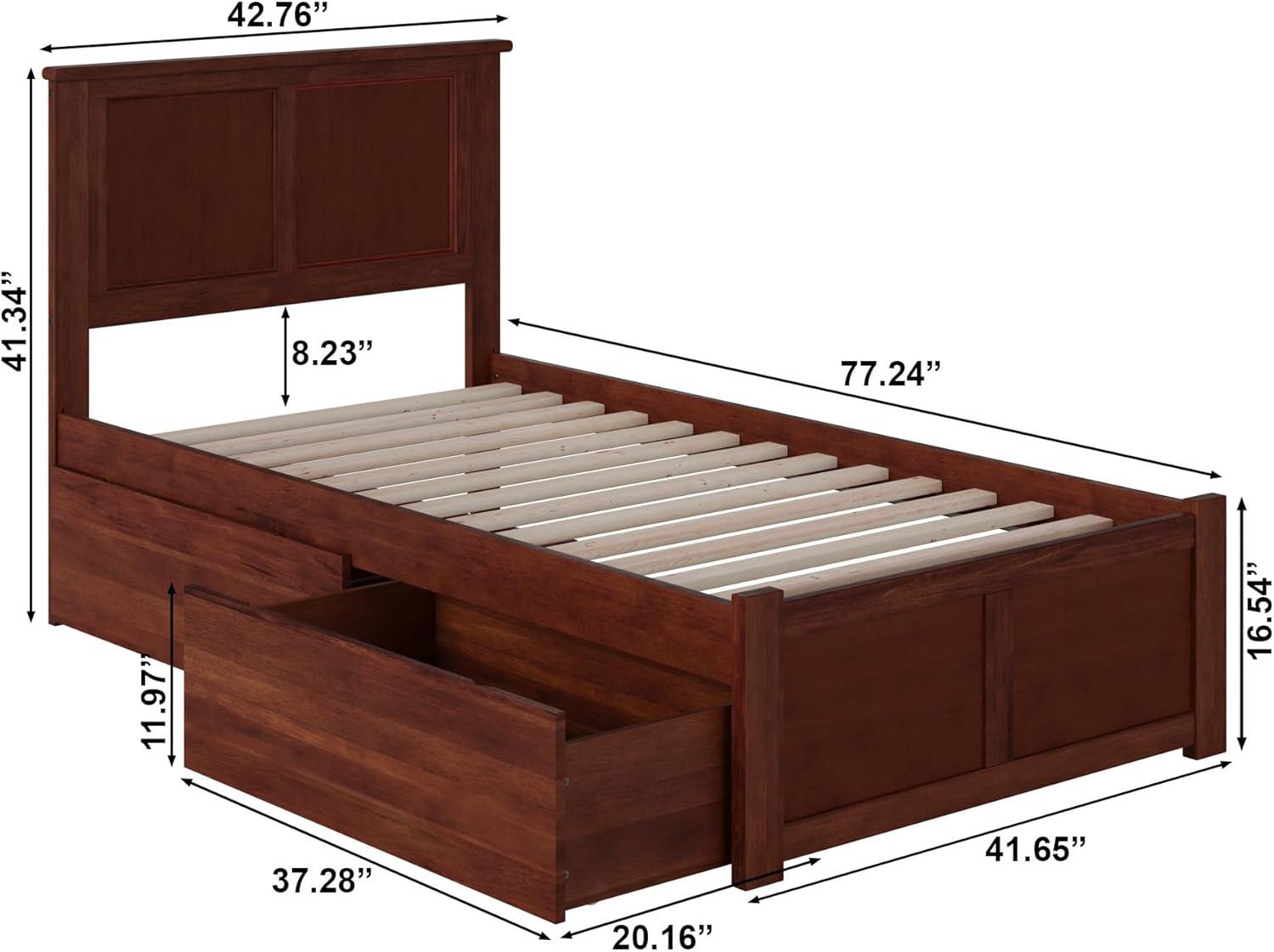 Madison Platform Bed with Flat Panel Foot Board and 2 Urban Bed Drawers in Multiple Colors and Sizes