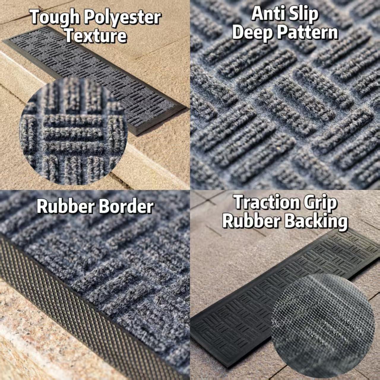 Aucuda 6pcs 8.5" x 30" Stair Treads Outdoor for Elders and Dogs on Wooden Steps, Non Slip Stair Runner Rug Heat Insulation Rubber Backing, Staircase Mat Carpet for Indoor Grip Farmhouse.