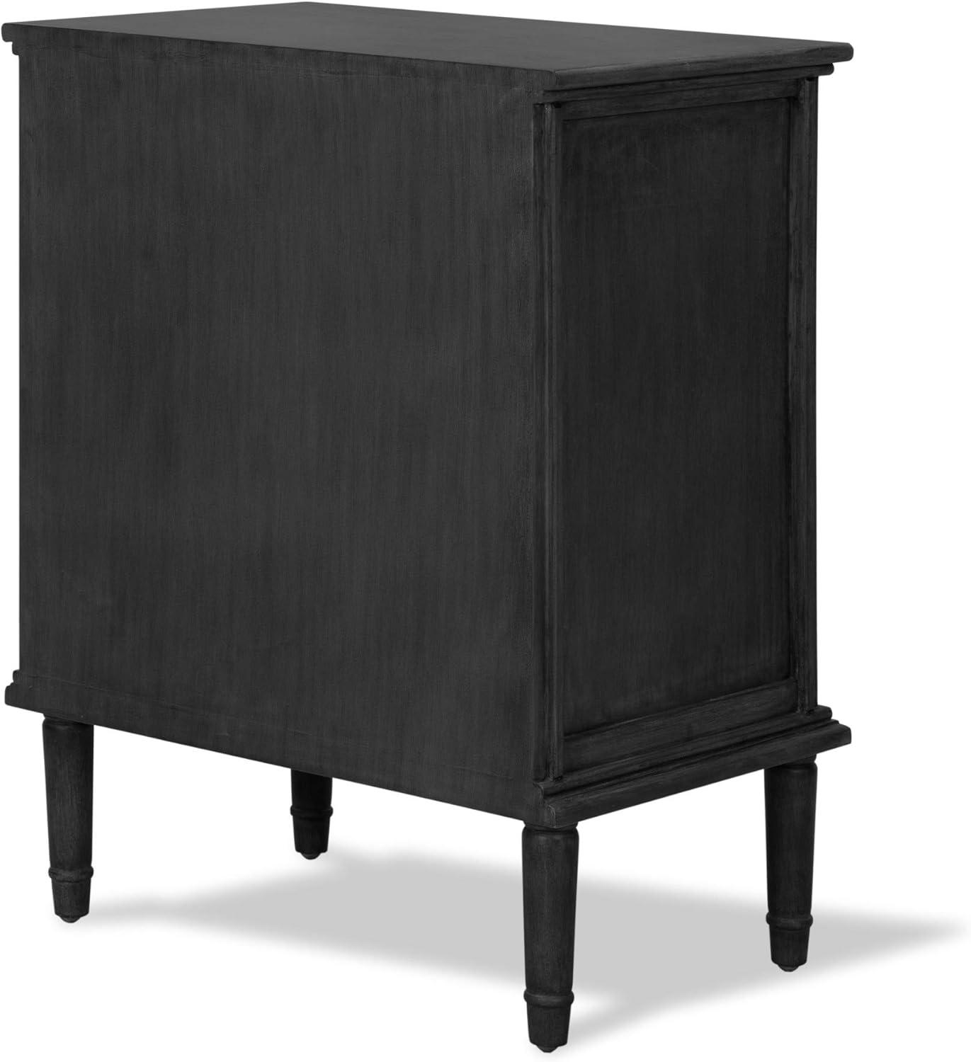 Traditional Dark Gray 3-Drawer Office Storage Cabinet with Bronze Hardware