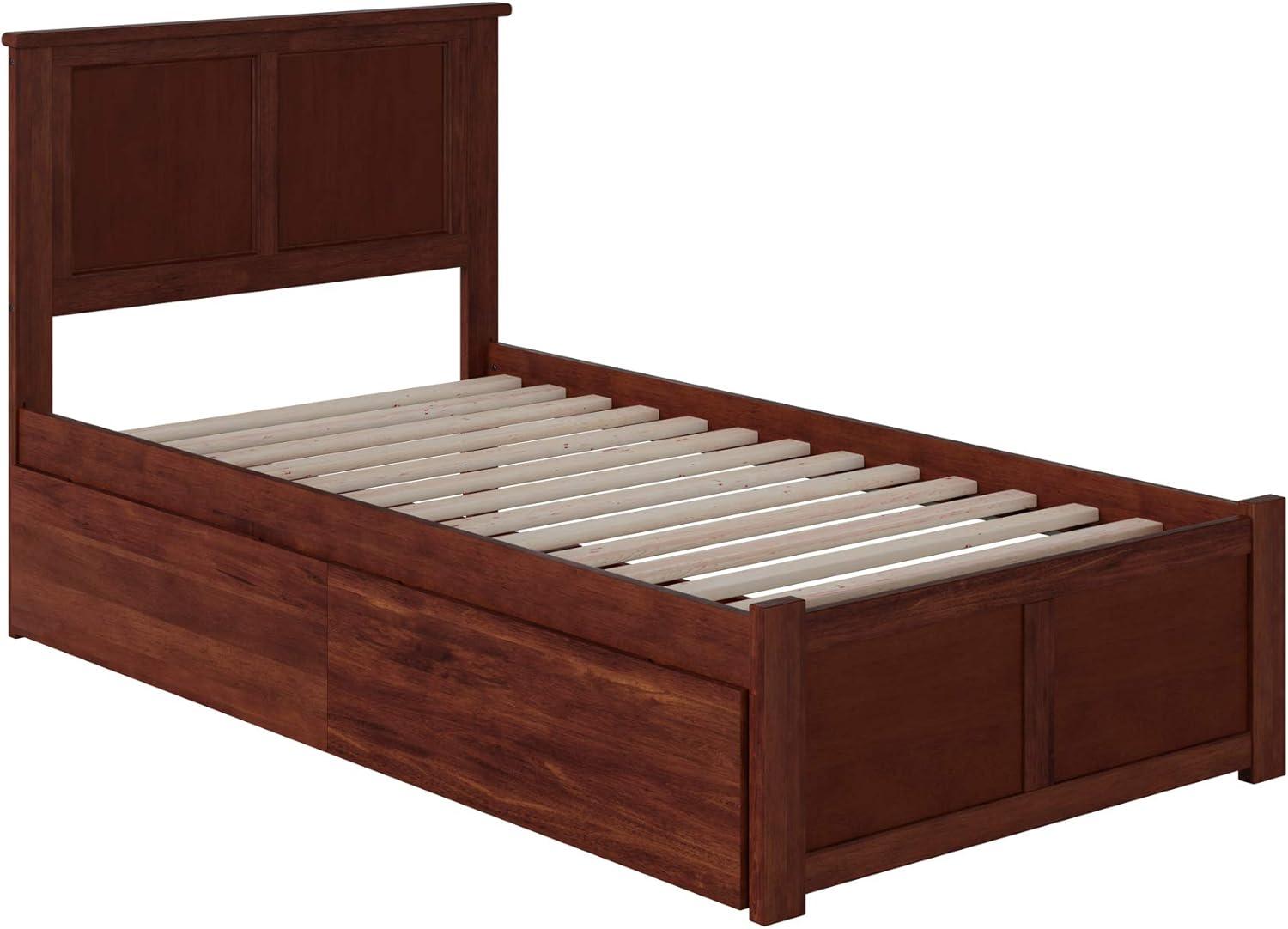 Madison Platform Bed with Flat Panel Foot Board and 2 Urban Bed Drawers in Multiple Colors and Sizes