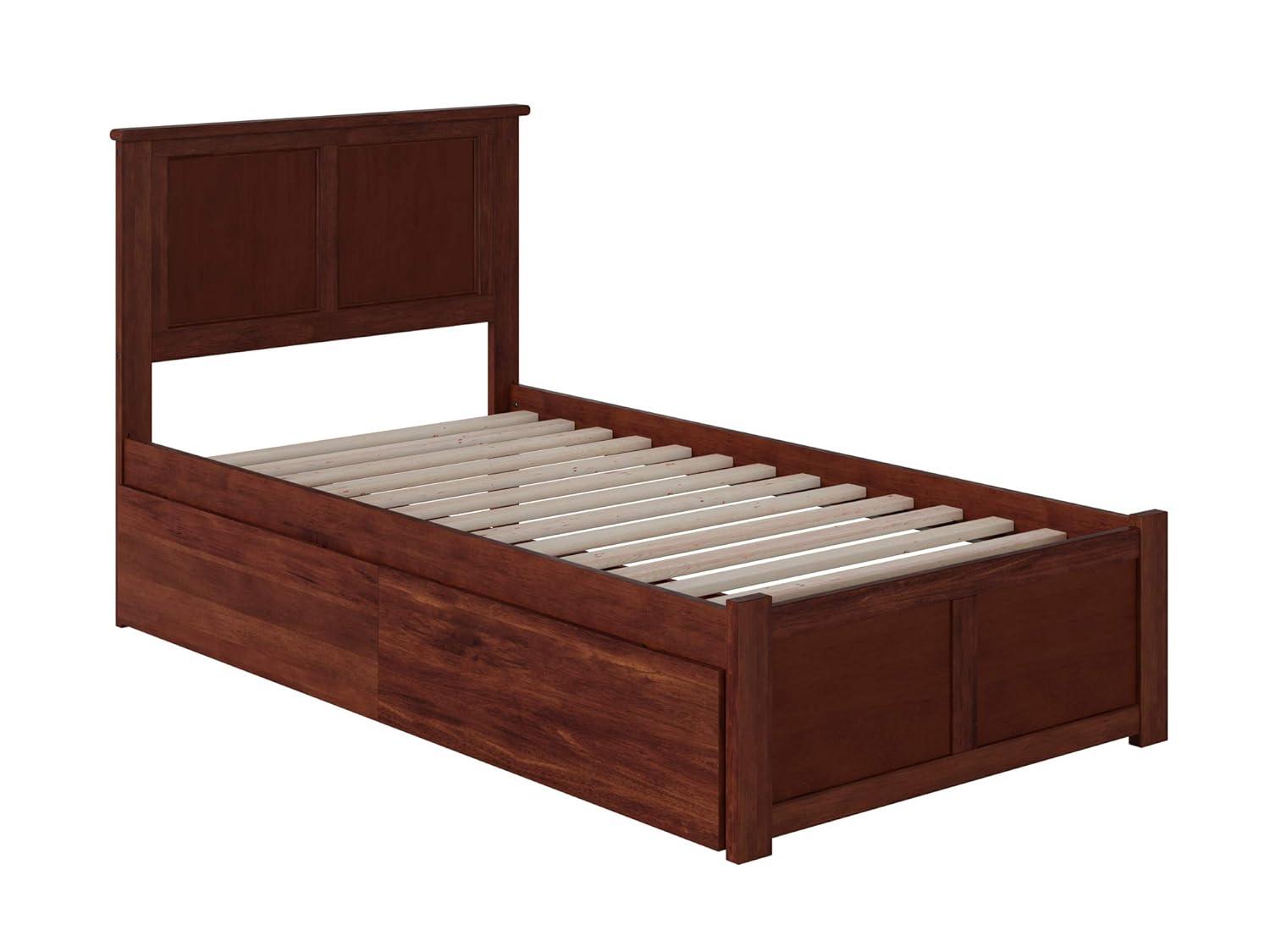 Madison Platform Bed with Flat Panel Foot Board and 2 Urban Bed Drawers in Multiple Colors and Sizes