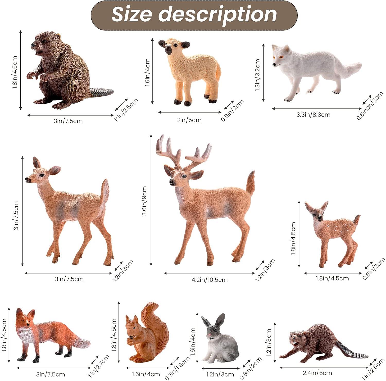 18-Piece Realistic Woodland Animals and Trees Figurine Set