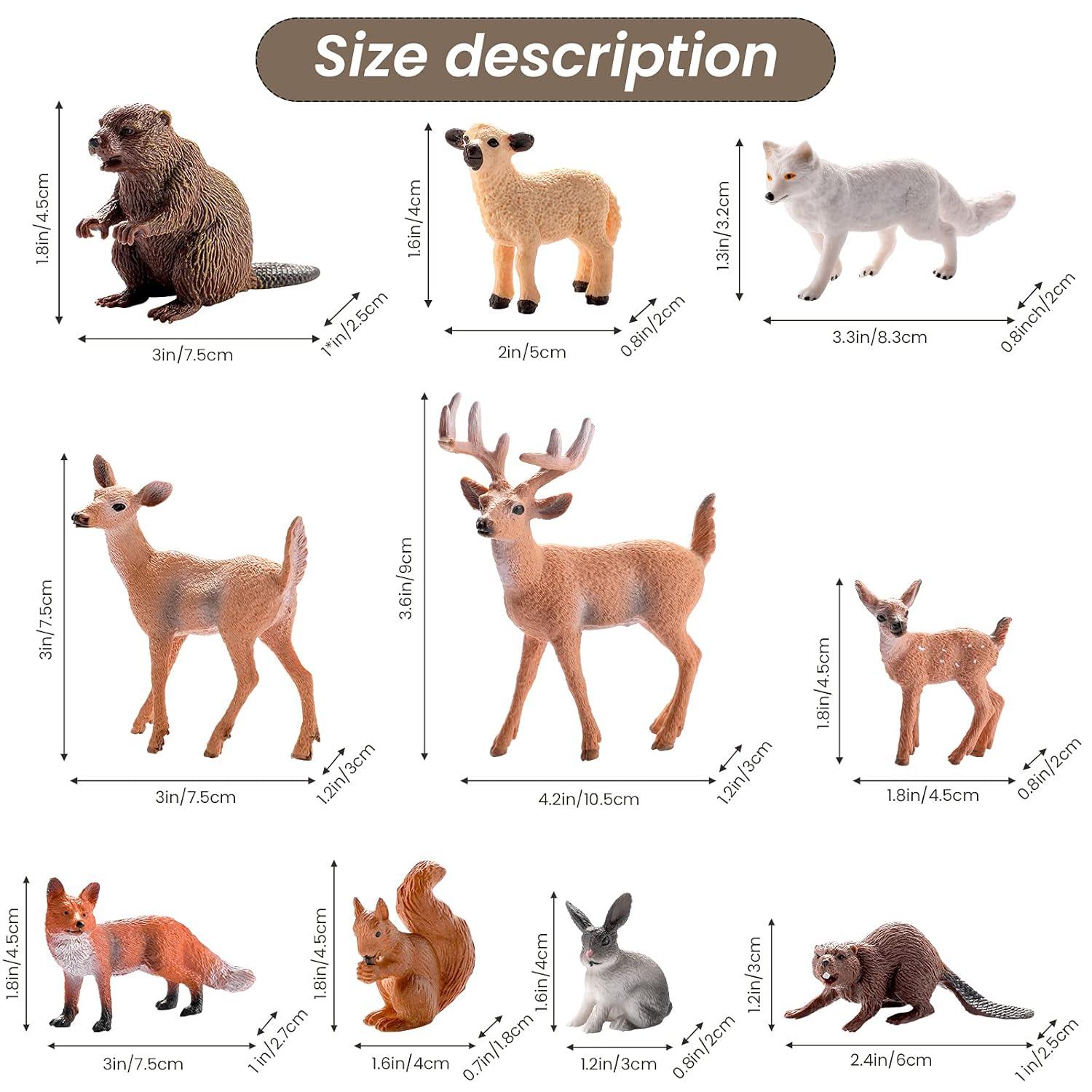 18 Pcs Forest Animals Figurines Woodland Animals Toys Model Trees Kit Miniature Plastic Animals Toys Realistic Wild Forest Animals for Cake Toppers Birthday Party Favor(Forest Animals)