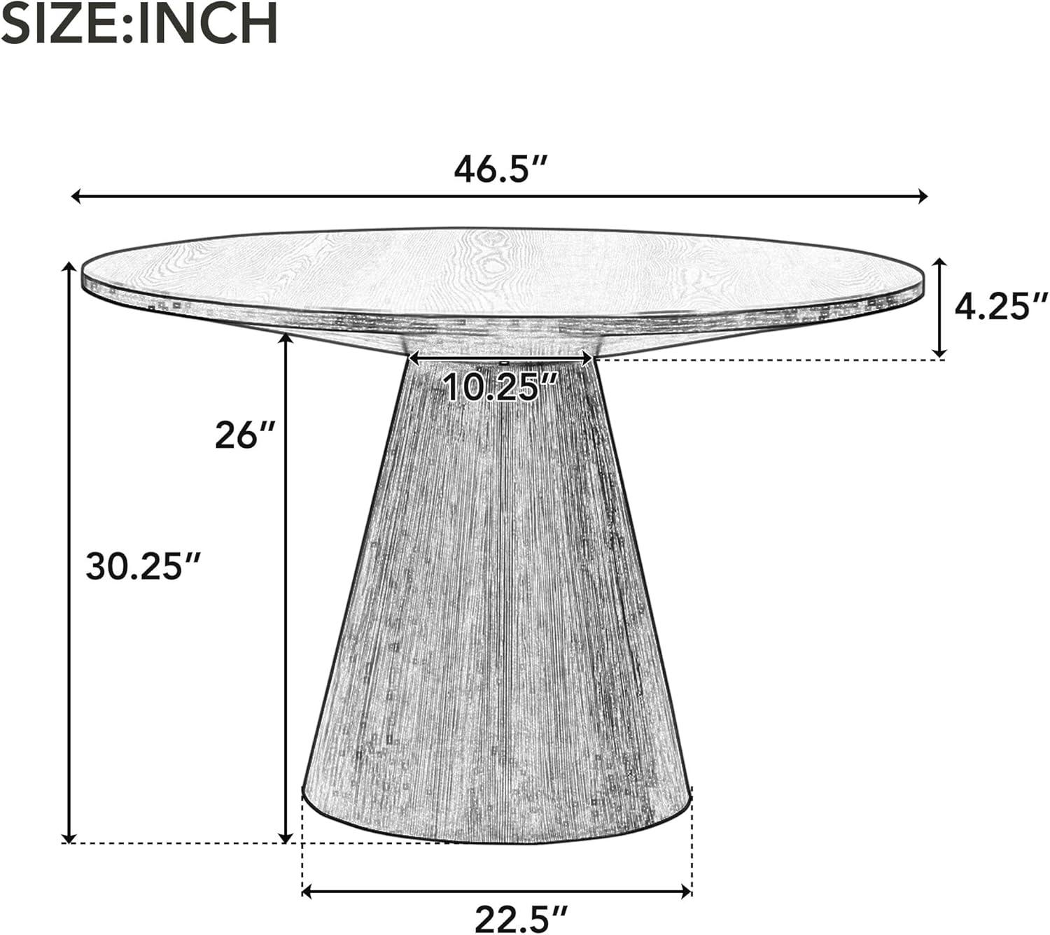 46.5'' Black Round Wood Dining Table with Pedestal Base