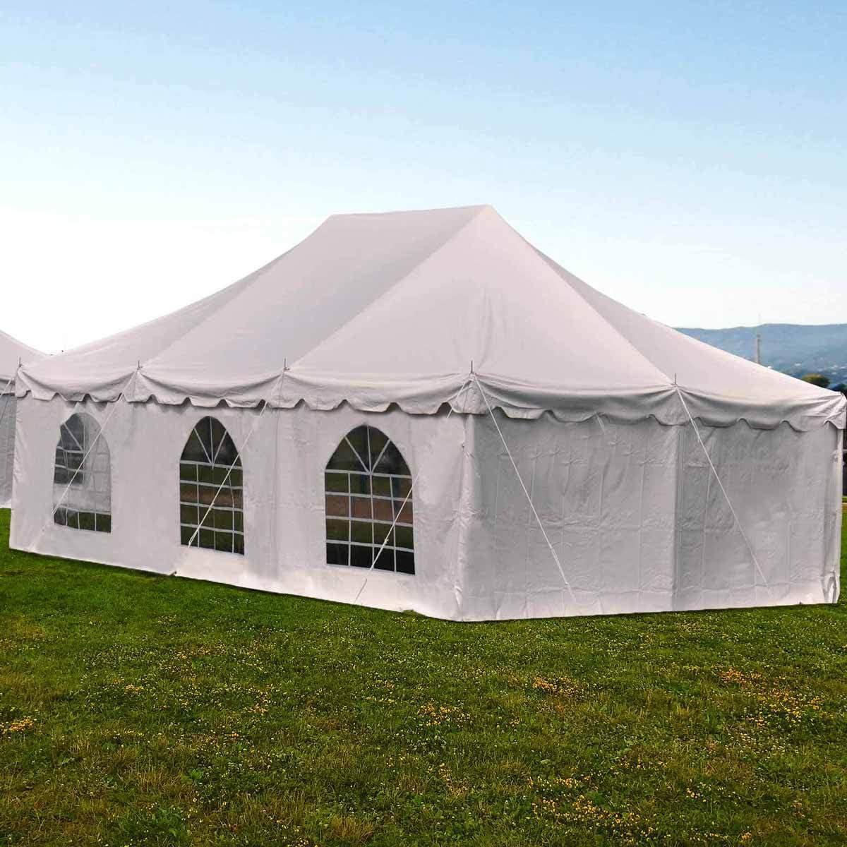 Party Tents Direct 20' x 20' Weekender Pole Party Tent with Sidewalls, Red