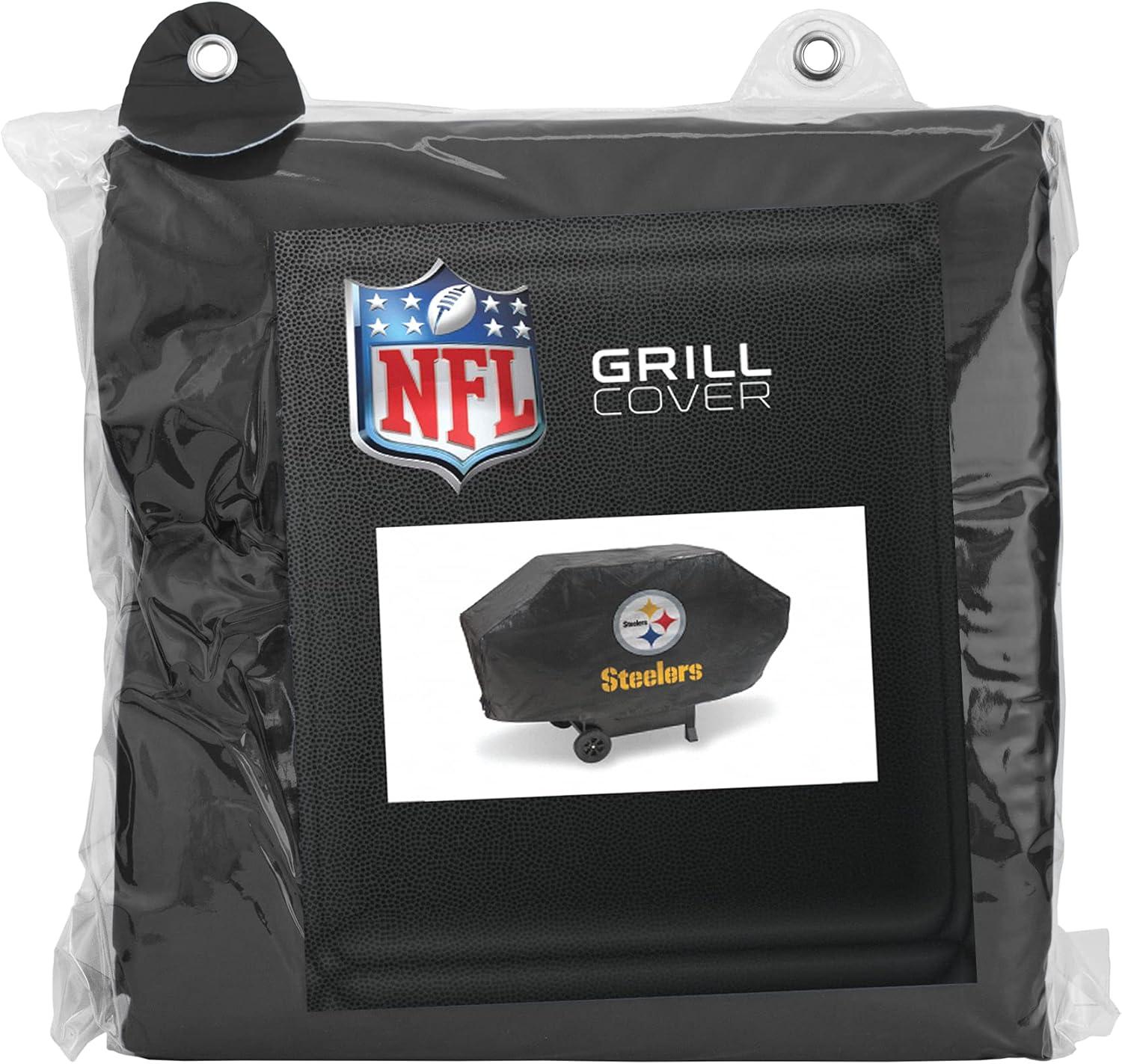 Pittsburgh Steelers Black Vinyl Gas Grill Cover, 68 x 21 x 35 Inches