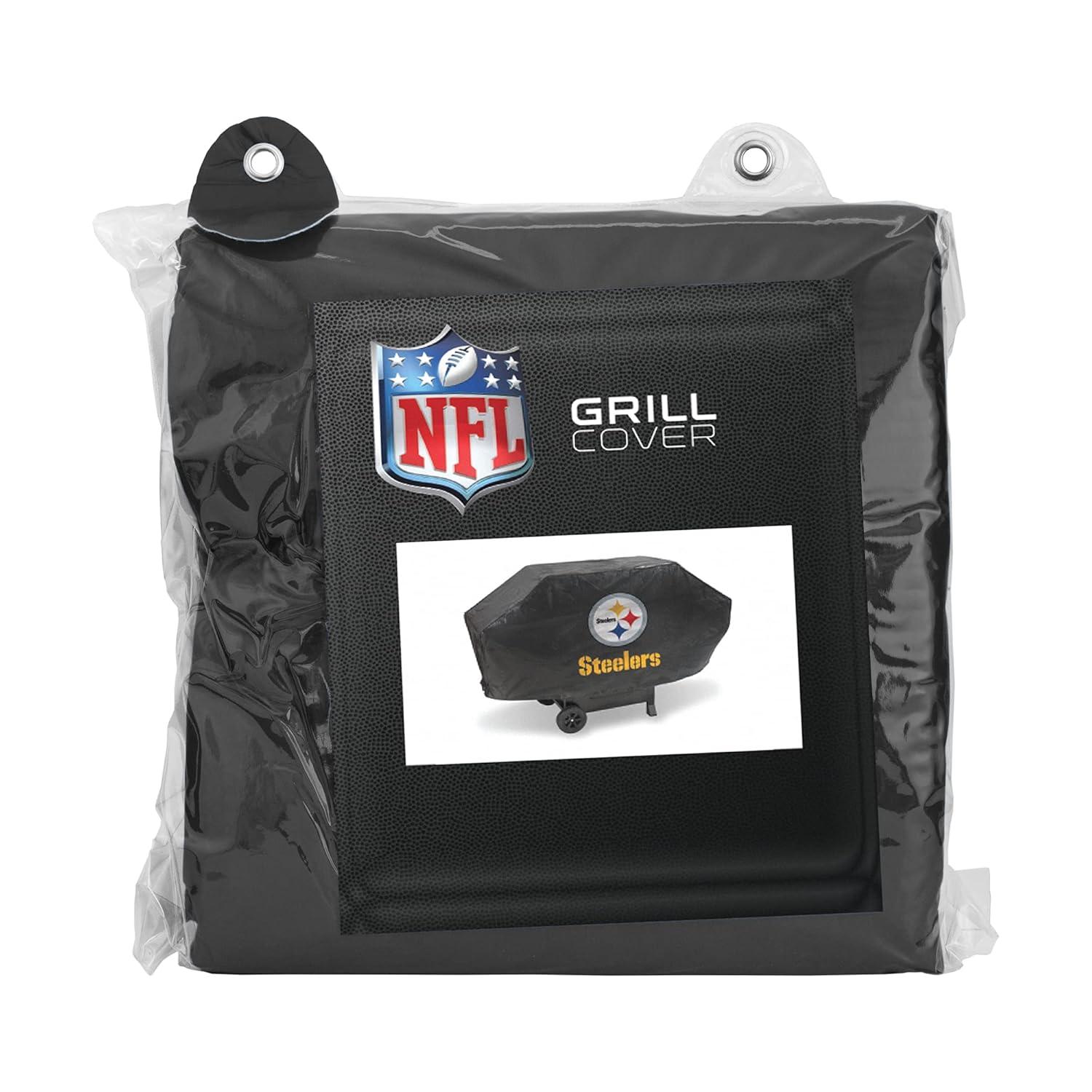 Pittsburgh Steelers Black Vinyl Gas Grill Cover, 68 x 21 x 35 Inches
