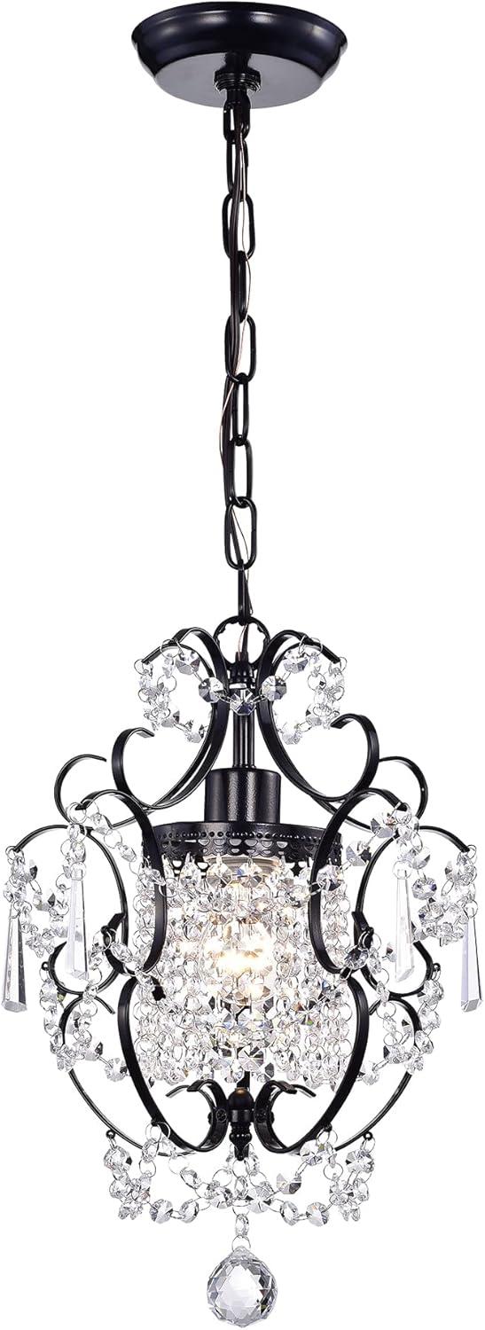 Elegant Noir 13'' Black Crystal Mini Chandelier