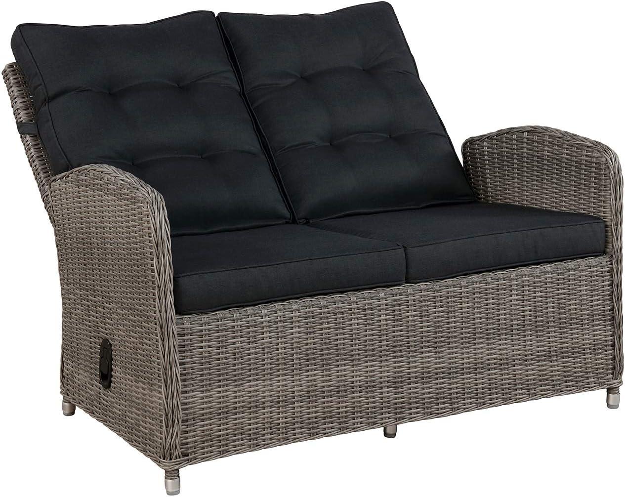 Monaco 48" Gray All-Weather Wicker Outdoor Reclining Bench