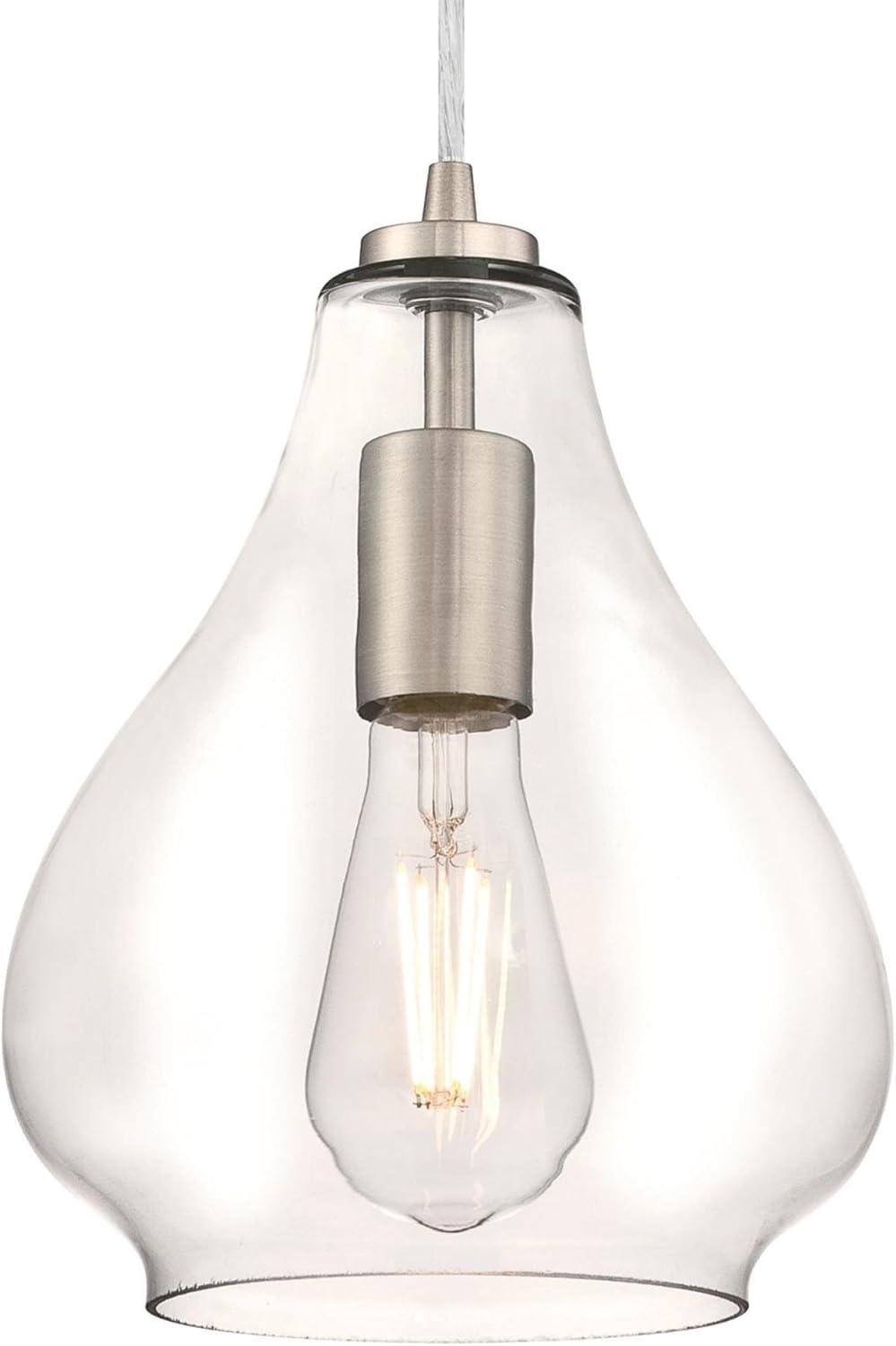 Vintage-Inspired Wes Mini Pendant in Brushed Nickel with Clear Glass