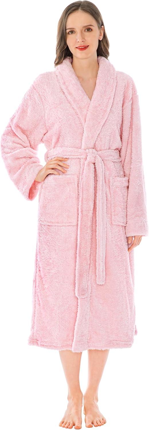 PAVILIA Premium Womens Plush Soft Robe Fluffy Warm, Fleece Faux Shearling Shaggy Bathrobe