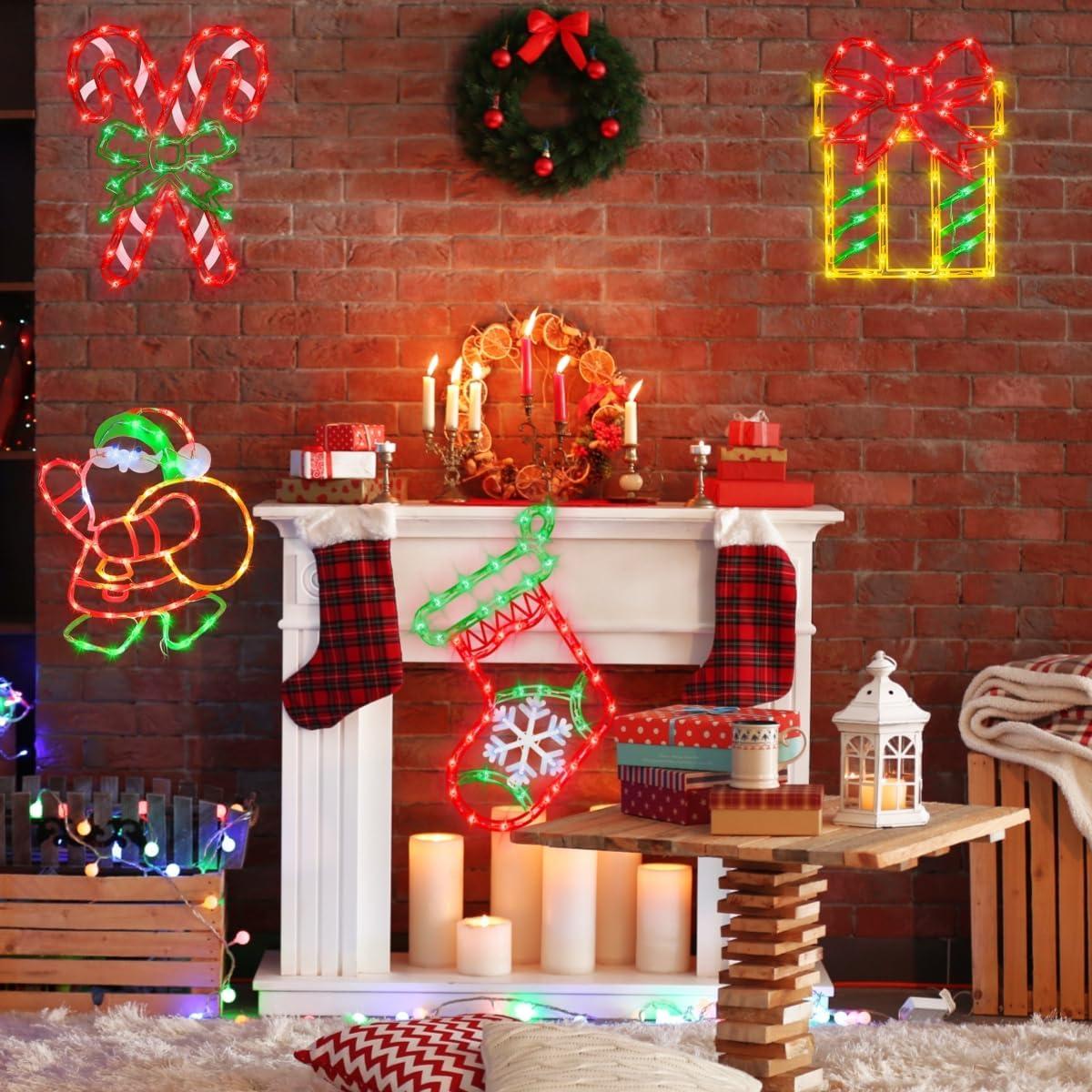 Multi-Color LED Christmas Window Silhouette Lights Set