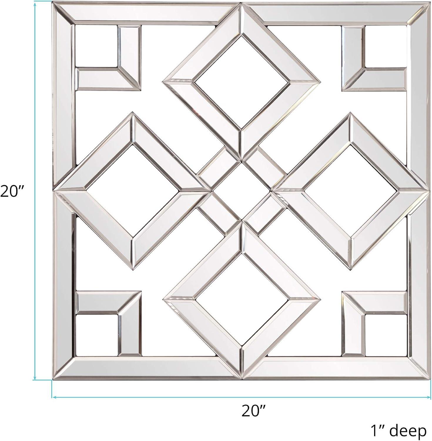 Howard Elliott 20"x20" Moira Decorative Accent Lattice Square Wall Mirror: Modern Style, Wood Frame, No Assembly Required