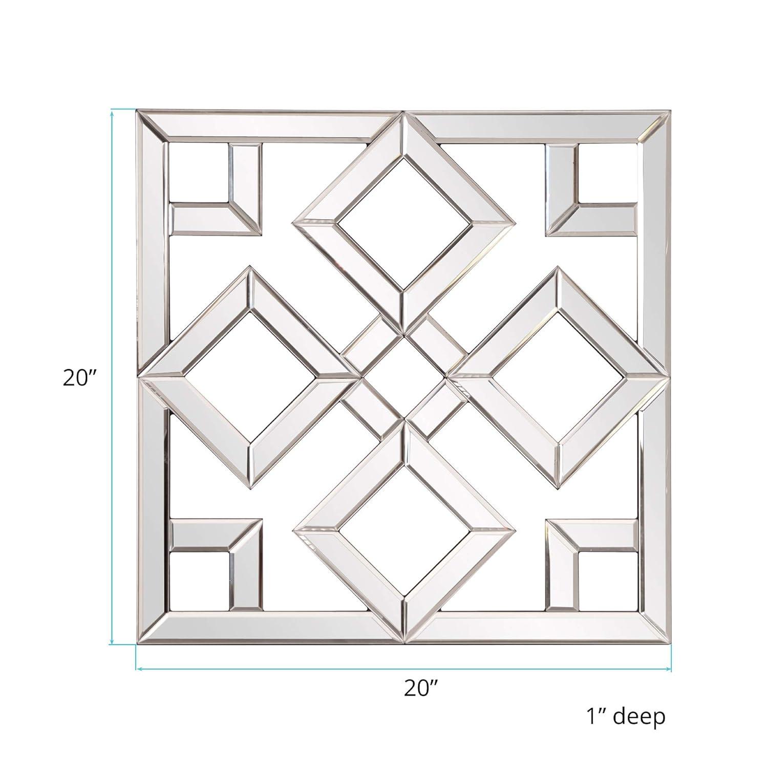 Howard Elliott 20"x20" Moira Decorative Accent Lattice Square Wall Mirror: Modern Style, Wood Frame, No Assembly Required