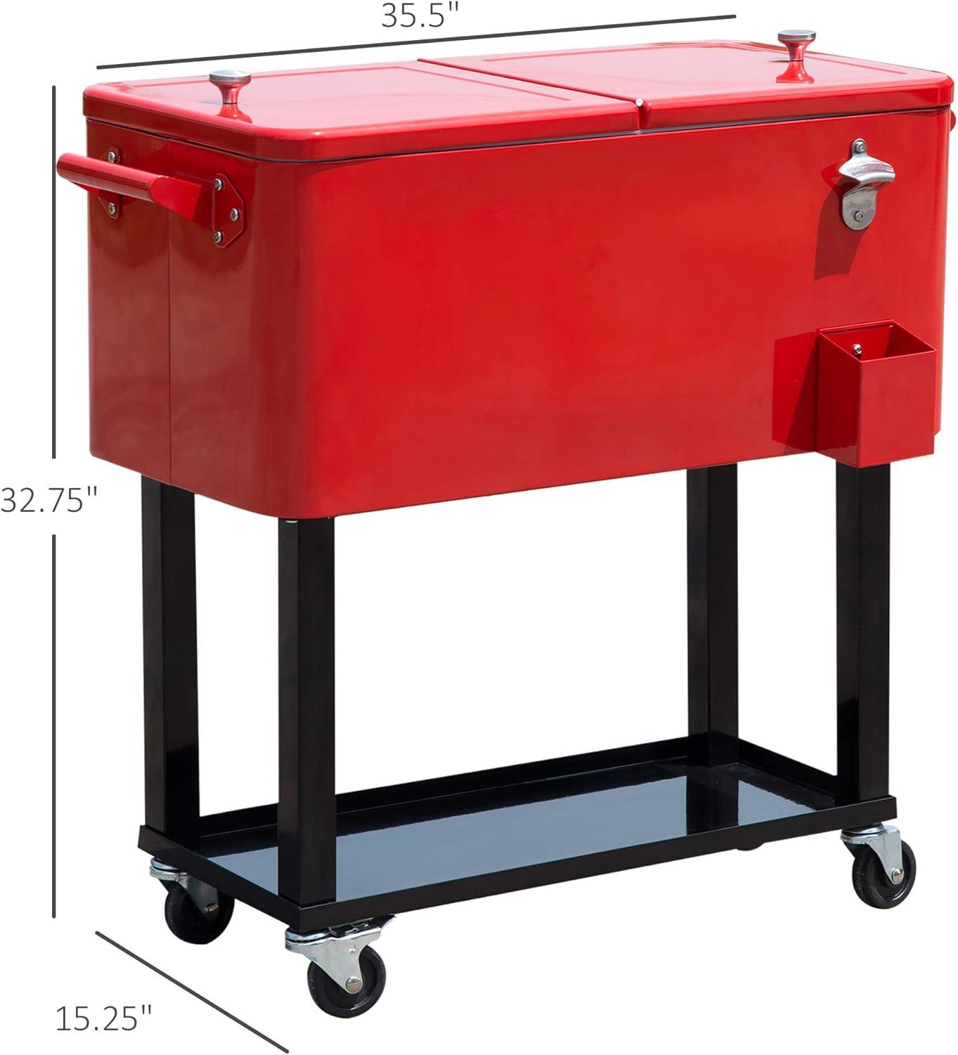 Outsunny 80 Quarts Serving Station / Cart Cooler with wheels