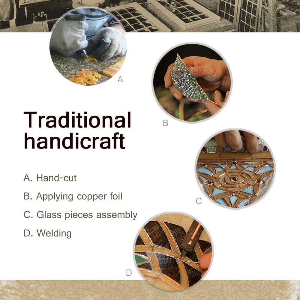 World Menagerie Rose Tiffany Style Stained Glass Table Lamp With 6-Inch Wide Lampshade Hanging On The Cast Iron Base (Pink)