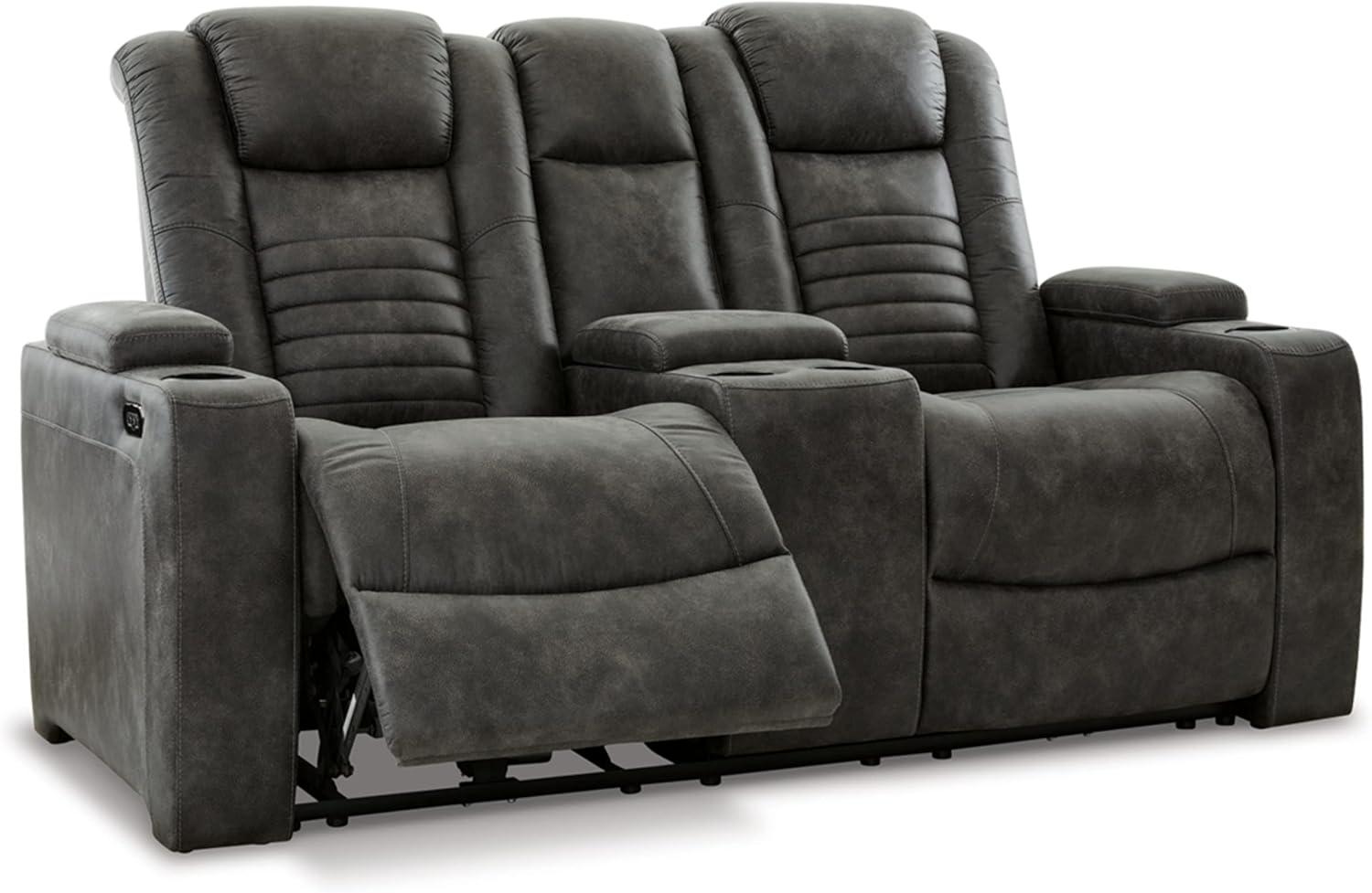 Storm Faux Leather Reclining Loveseat with Cup Holder