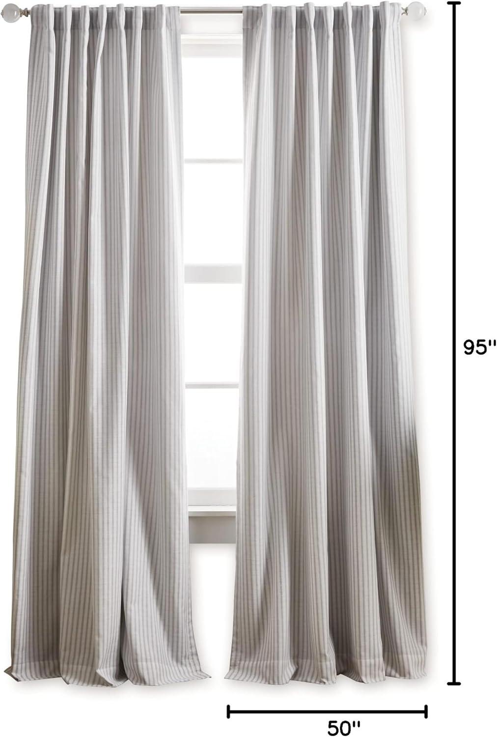 Ticking Cotton Blend Striped Blackout Rod Pocket Curtain Panels