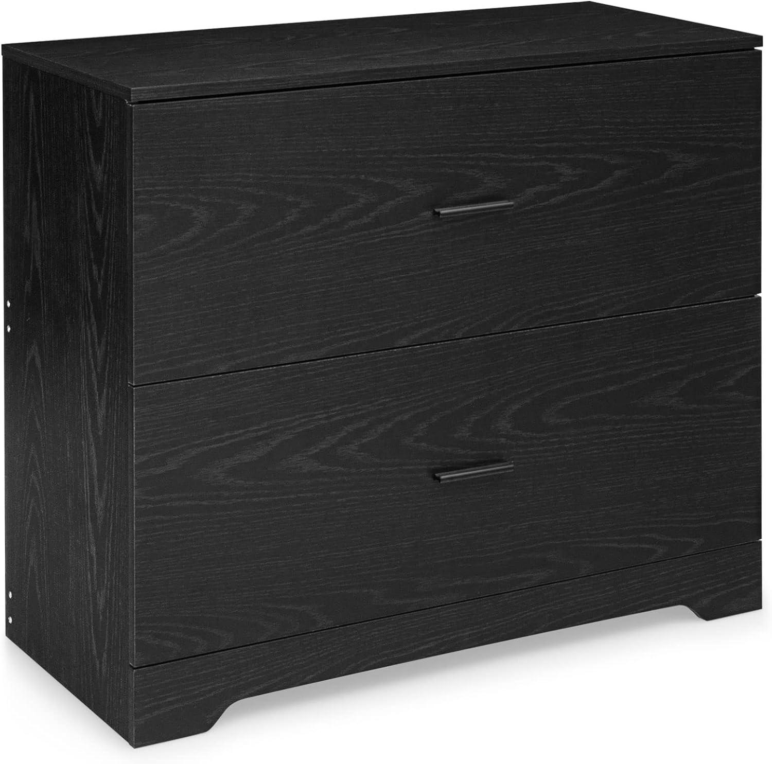 Black Engineered Wood 2-Drawer Lateral Filing Cabinet