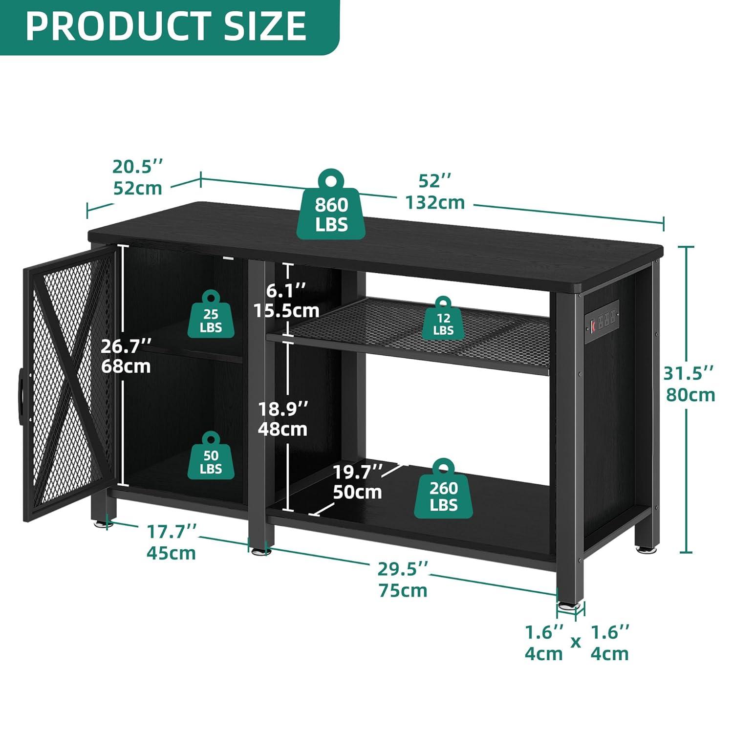 Tucker Murphy Pet™ Fish Tank Stand - 55-75 Gallon Wooden Aquarium Stand With Storage Cabinet For Fish Tank Accessories - 770 LBS Capacity, 51"X19.6"X35"H