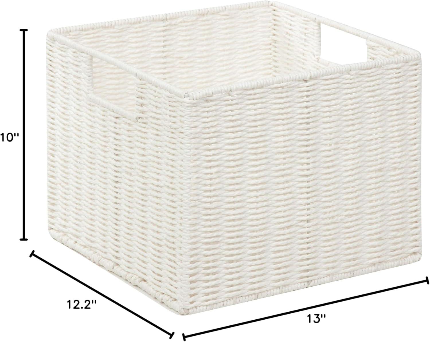 Honey-Can-Do Paper Rope Storage Basket with Cut-out Handles, White