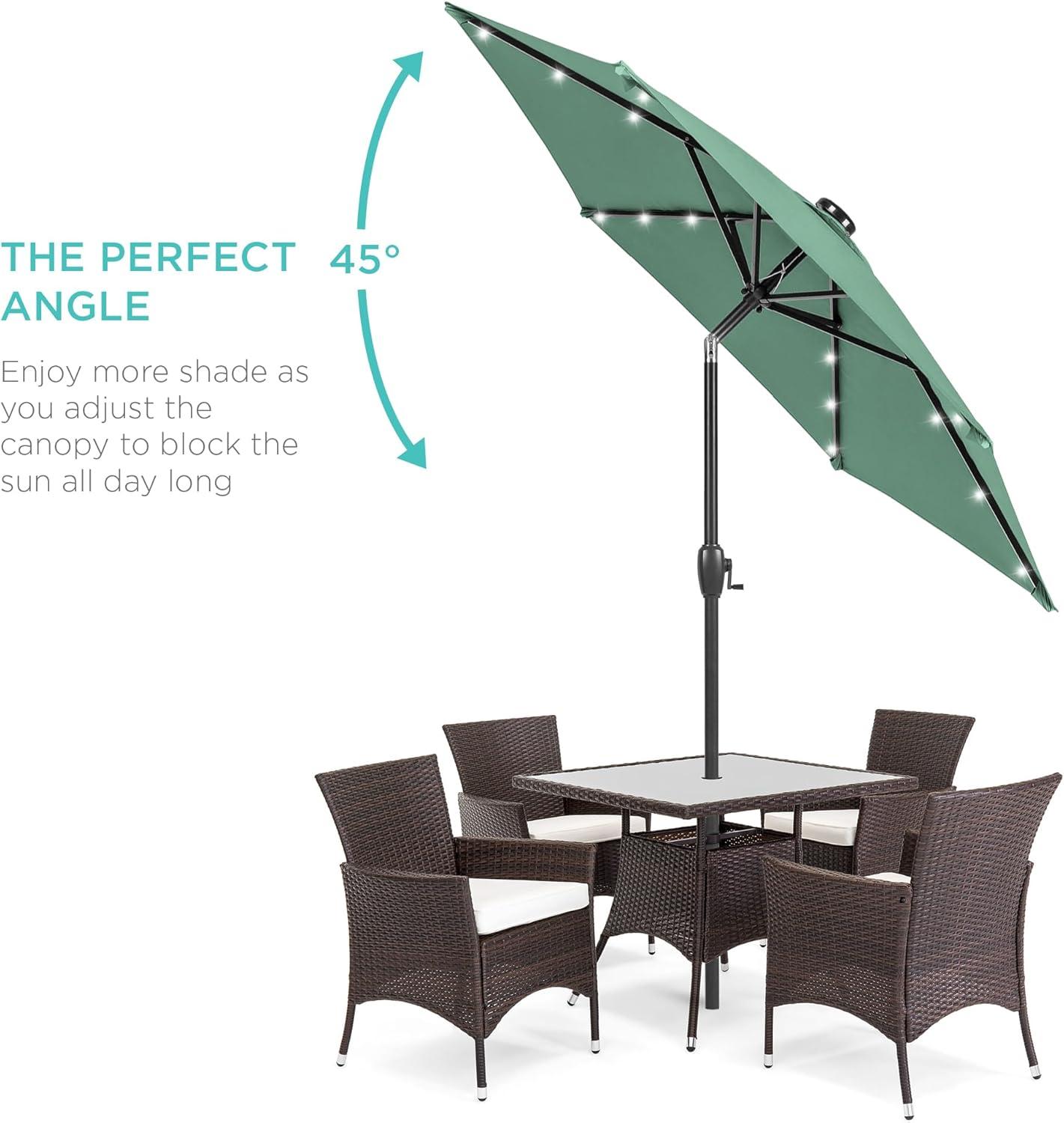 Best Choice Products 7.5ft Outdoor Solar Patio Umbrella for Deck, Pool w/ Tilt, Crank, LED Lights - Seaglass