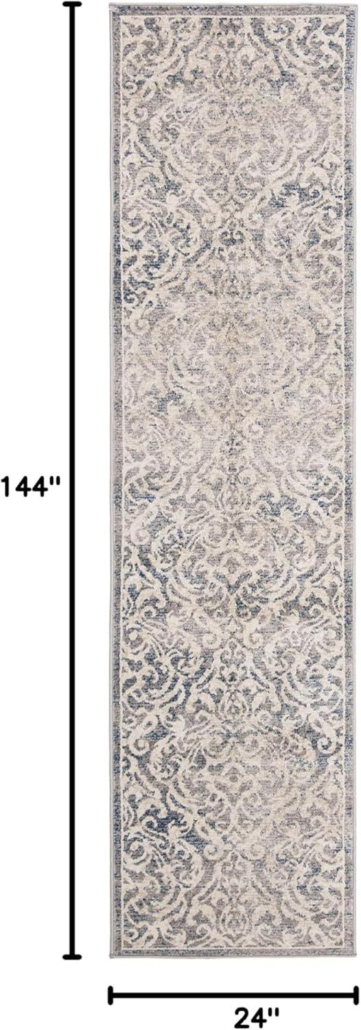 Brentwood BNT810 Power Loomed Indoor Runner Rug - Light Grey/Blue - 2'x12' - Safavieh