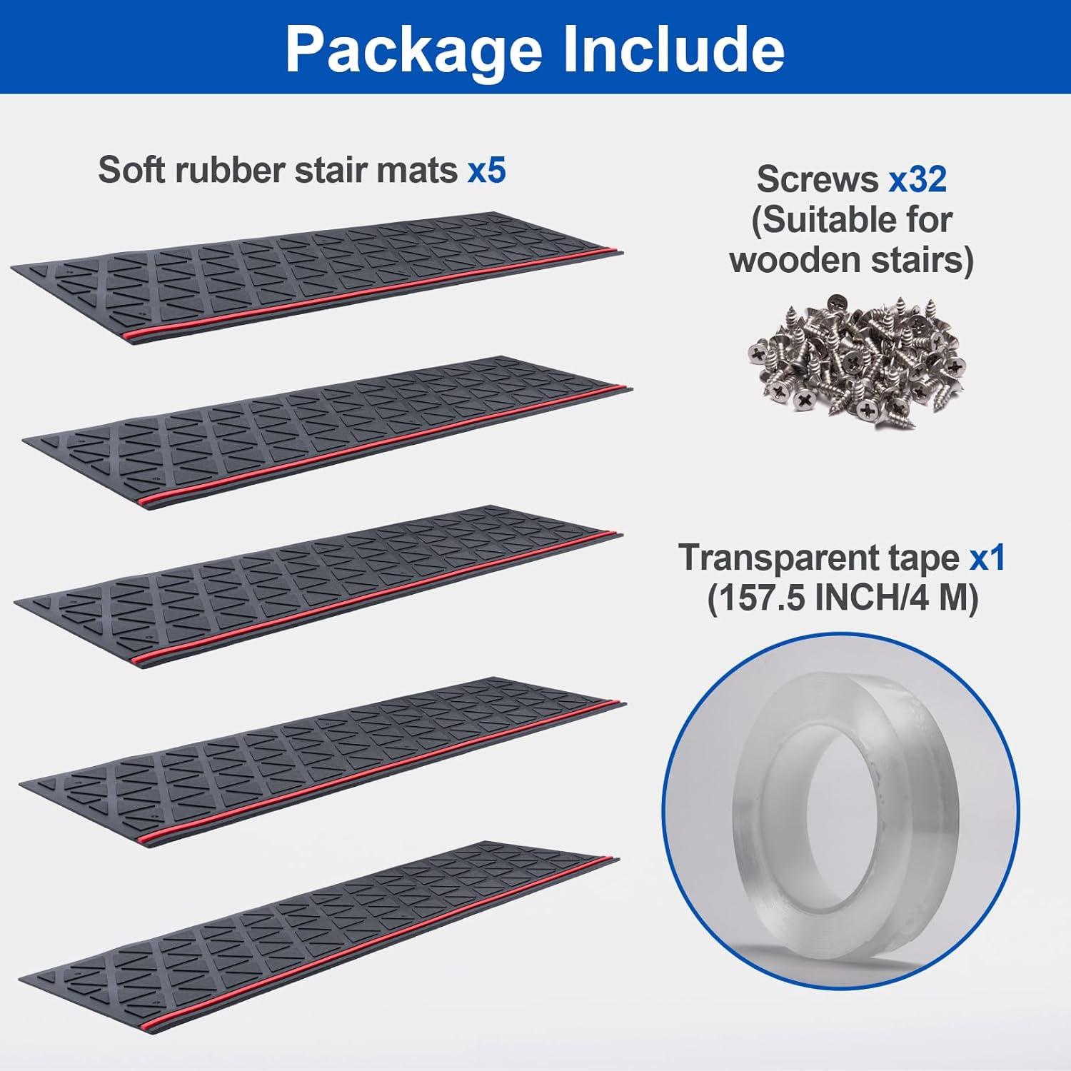 George Oliver 5 Pieces Outdoor Stair Treads Non-Slip, Heavy Duty Step Mats