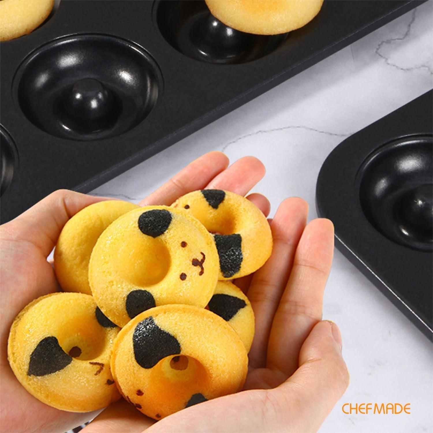 CHEFMADE CHEFMADE Donut Pan, Nonstick 20 Cavity Mini Ring Doughnut Baking Pan