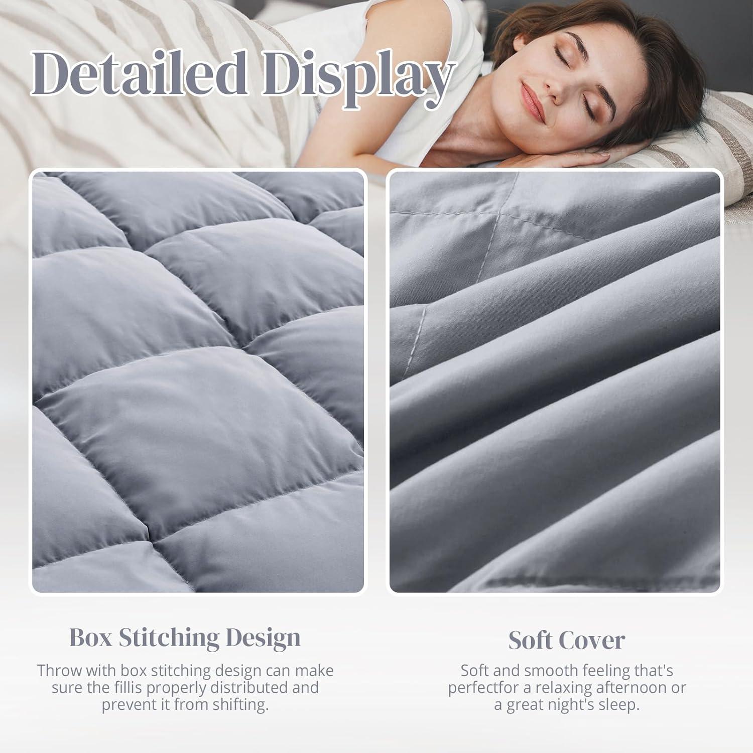 Puredown Natural UltraFeather Down Throw Blanket 50x70 Peach Skin Fabric