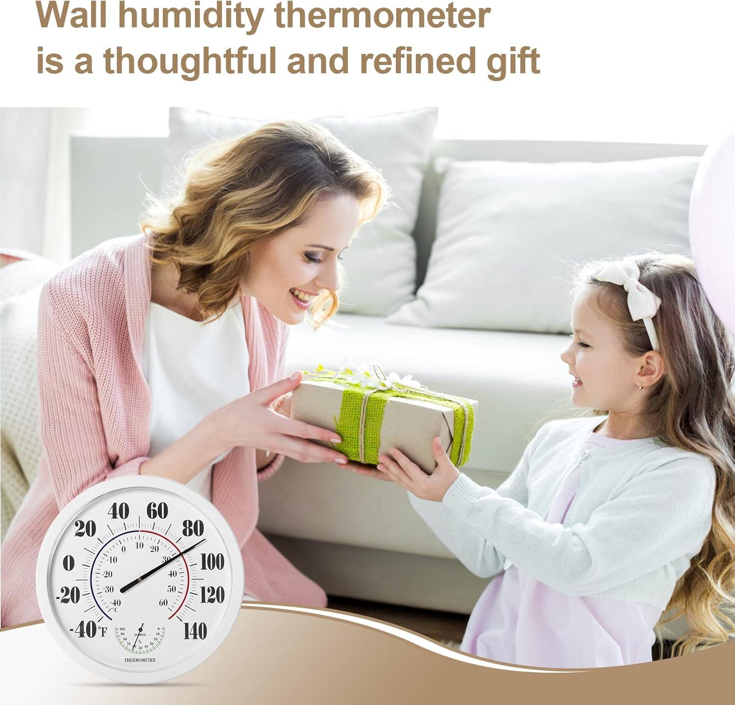 Uanit Indoor Outdoor Thermometer Large Numbers Wall Thermometer Hygrometer Waterproof Does not Require Battery Wireless Hanging Hygrometer Garden Decoration