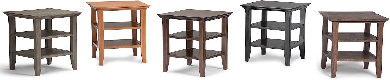 Acadian SOLID WOOD 19 inch Wide Square Transitional End Table in Farmhouse Grey-Finish:Farmhouse Brown