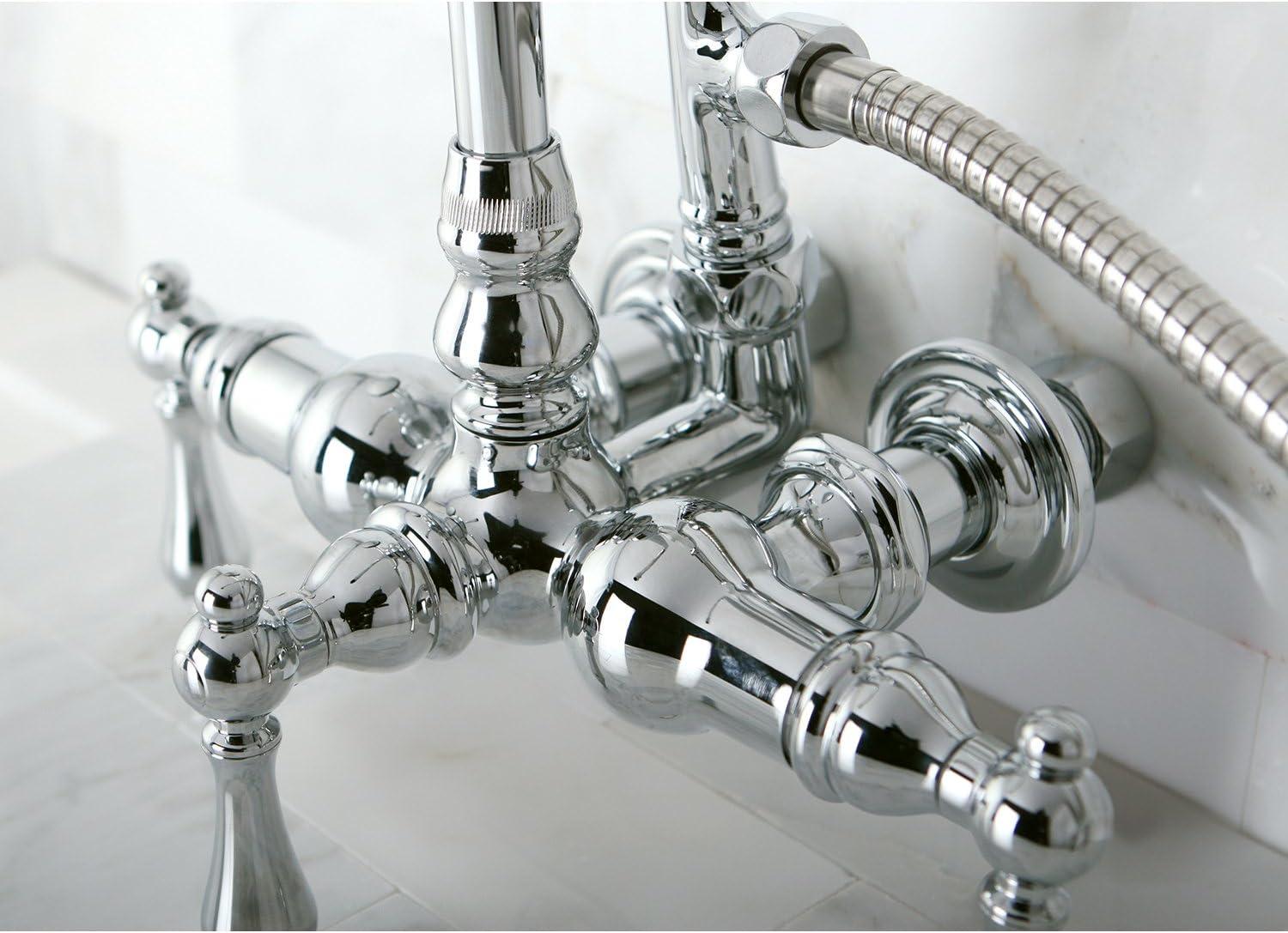 Vintage Polished Chrome Clawfoot Tub Faucet with Hand Shower