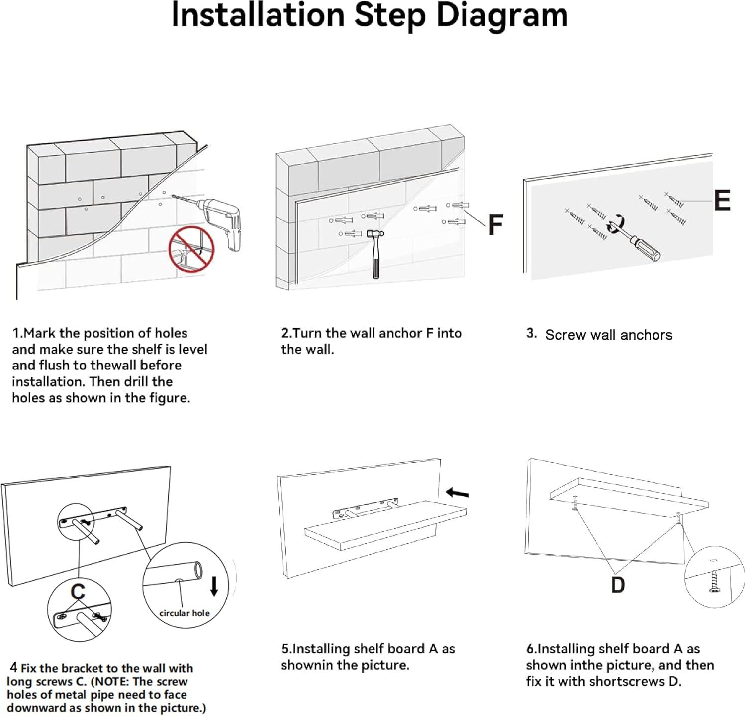 Black Floating Shelves for Wall, 4 Sets Wall Mounted Shelves, Display Shelves for Wall Decor, Shelf for Bathroom, Kitchen, Living Room – Black