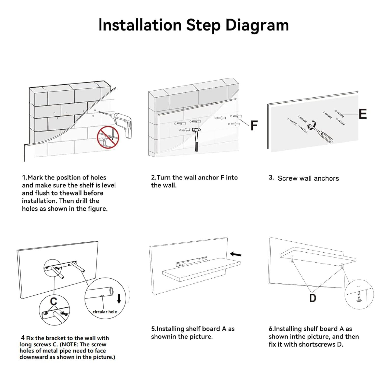 Black Floating Shelves for Wall, 4 Sets Wall Mounted Shelves, Display Shelves for Wall Decor, Shelf for Bathroom, Kitchen, Living Room – Black