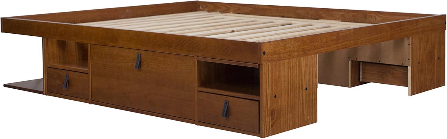 Memomad Bali Storage Platform Sturdy Modern Bed Frame with Drawers & More (Queen Size, Caramel Brown Wood)