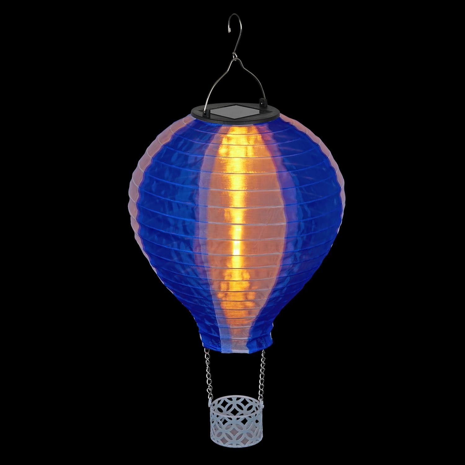 13"H Solar Hot Air Balloon with Flame LED Lights