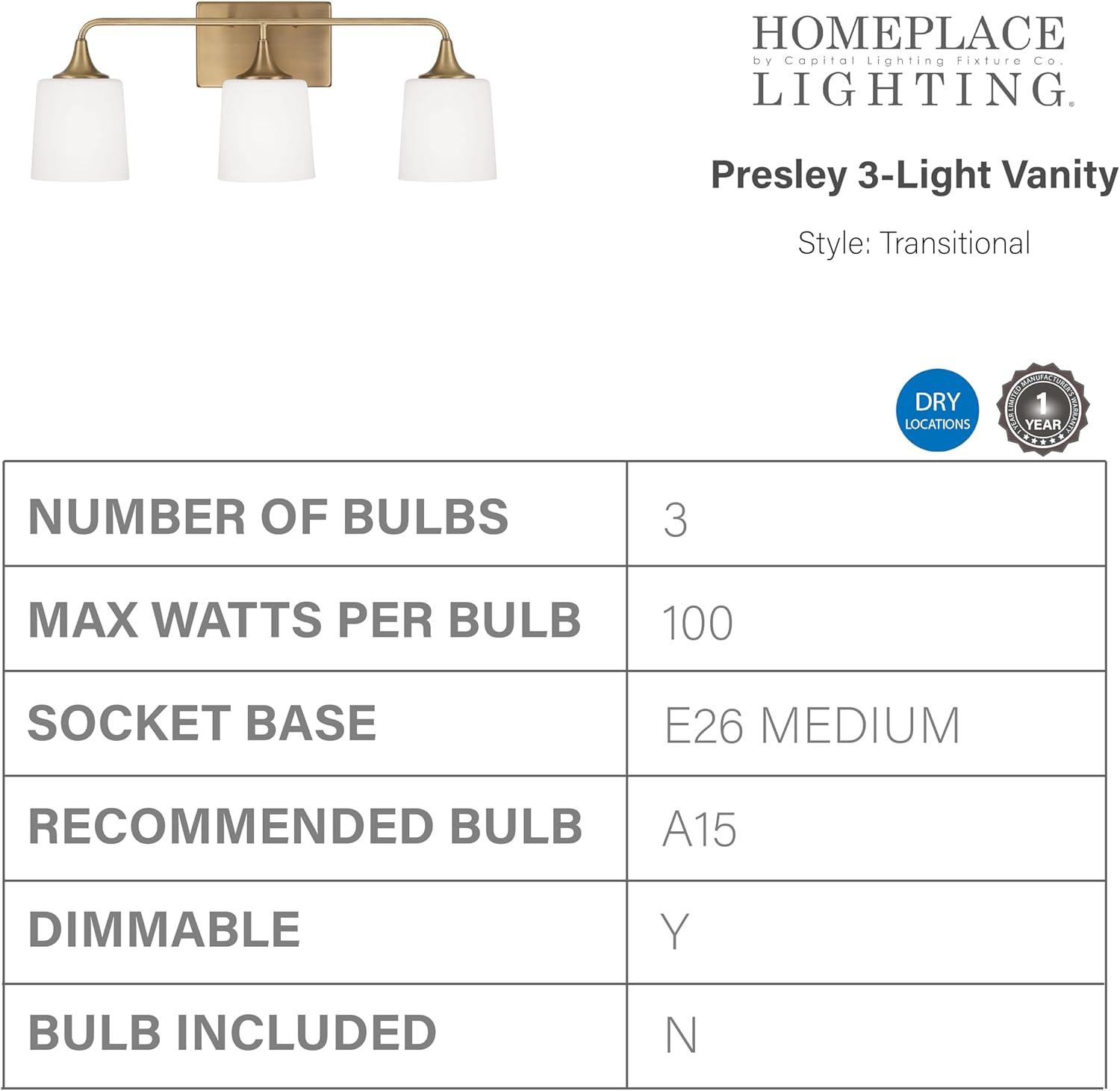 Capital Lighting 148931-541 Presley 3 Light 27" Wide Vanity Light - Brass