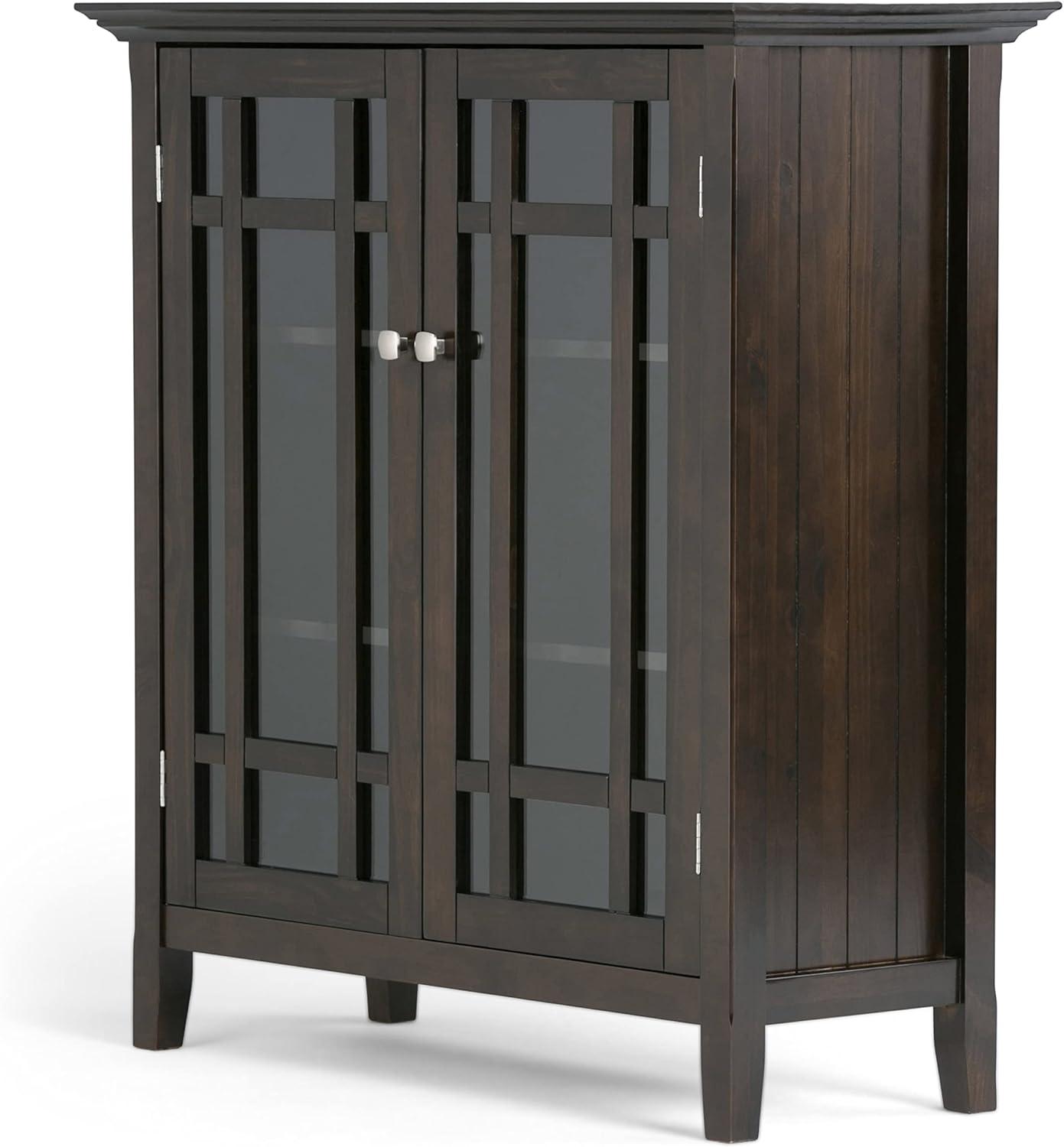 Transitional Dark Tobacco Brown Solid Pine Adjustable Cupboard