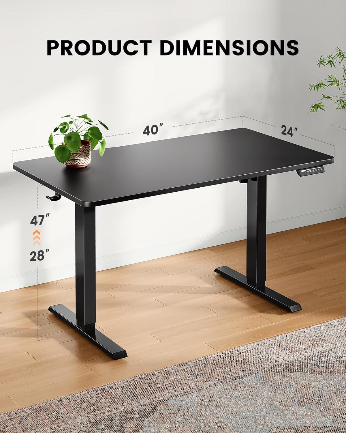 ErGear Whole Piece Standing Desk, 40x24 inch Adjustable Stand Up Desk with Cable Management Tray, Electric Computer Workstation for Home Office, White, EGESD63W