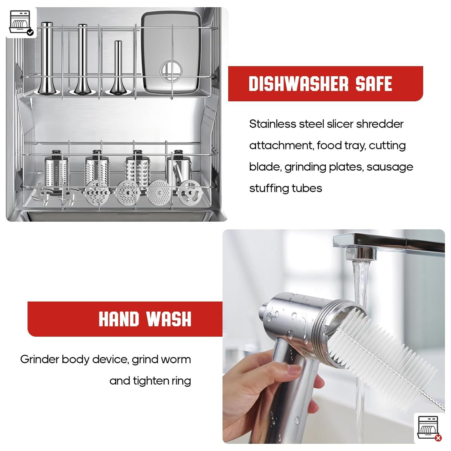 Meat Grinder & Stainless Steel Slicer Shredder Attachment for KitchenAid Stand Mixer, Includes Metal Food Grinder Attachment with Sausage Stuffer Tubes and Salad Machine Accessory by InnoMoon